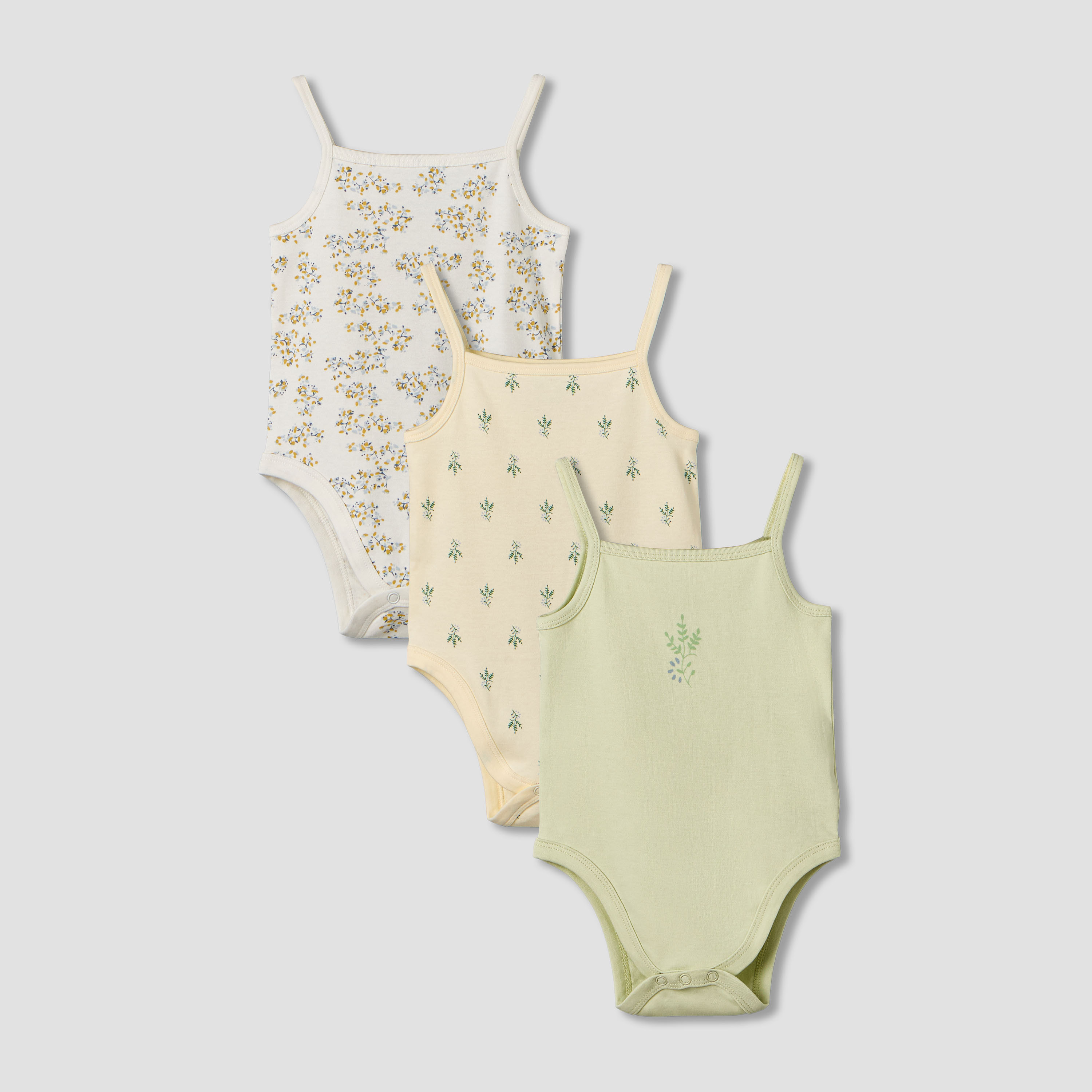 Pack of 3 Juniors Cotton Square Neck Sleeveless Bodysuit with Snap Button Closure-baby-girls-clothing-bodysuits-image-1