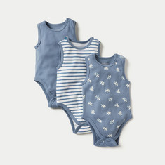 Juniors Assorted Sleeveless Bodysuit with Button Closure - Set of 3