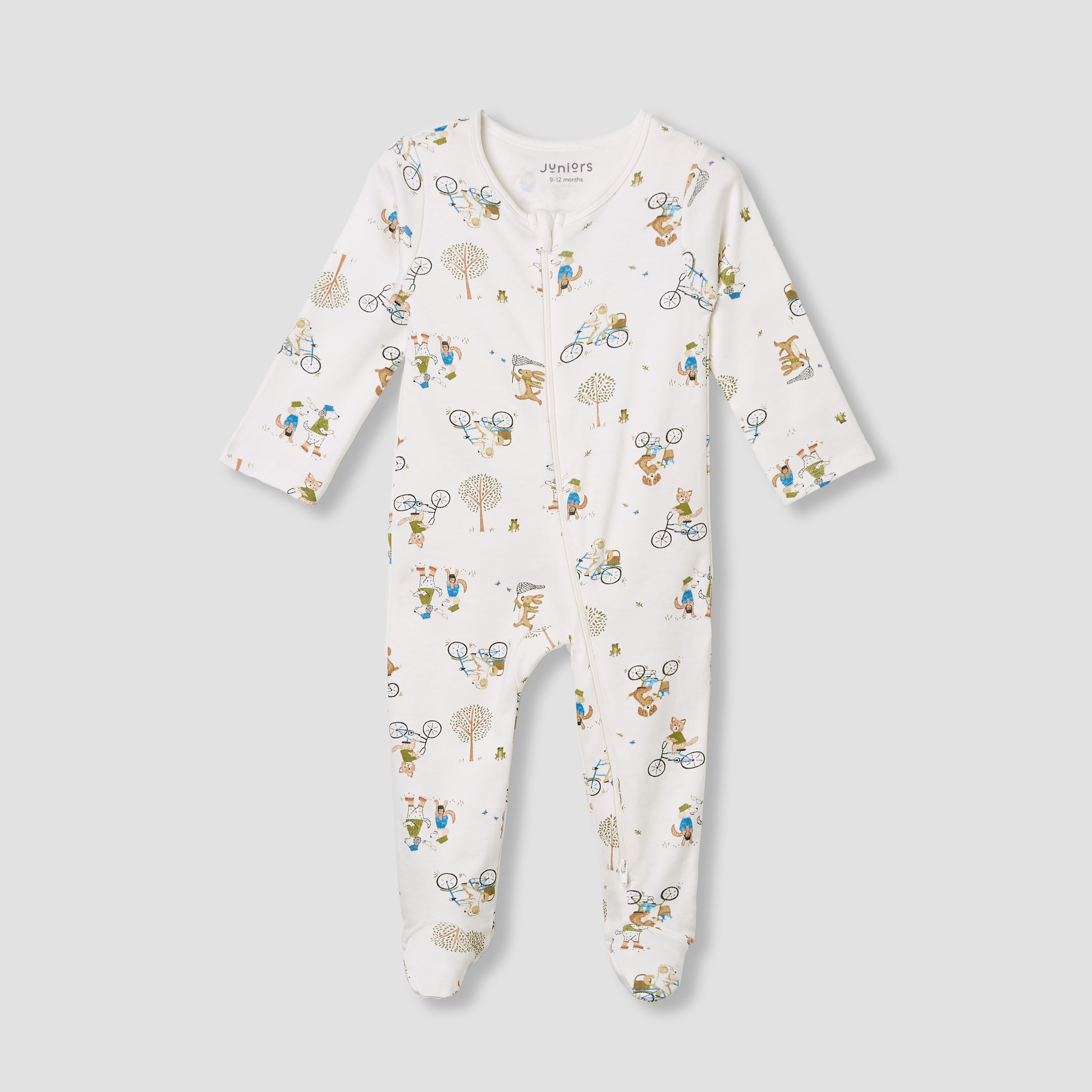 Juniors Animal Print Sleepsuit with Long Sleeves-baby-boys-clothing-nightwear-sleepsuits-image-1