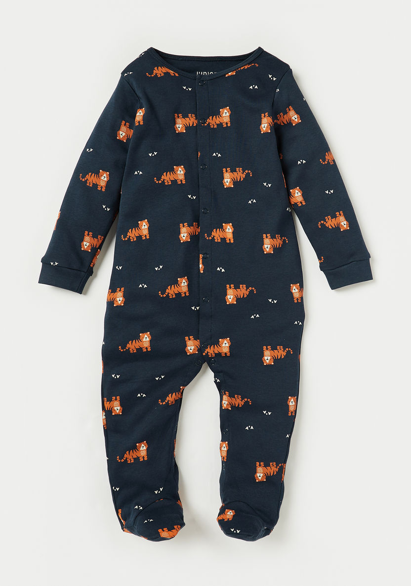 Juniors Tiger Print Closed Feet Sleepsuit - Set of 2-Sleepsuits-image-2