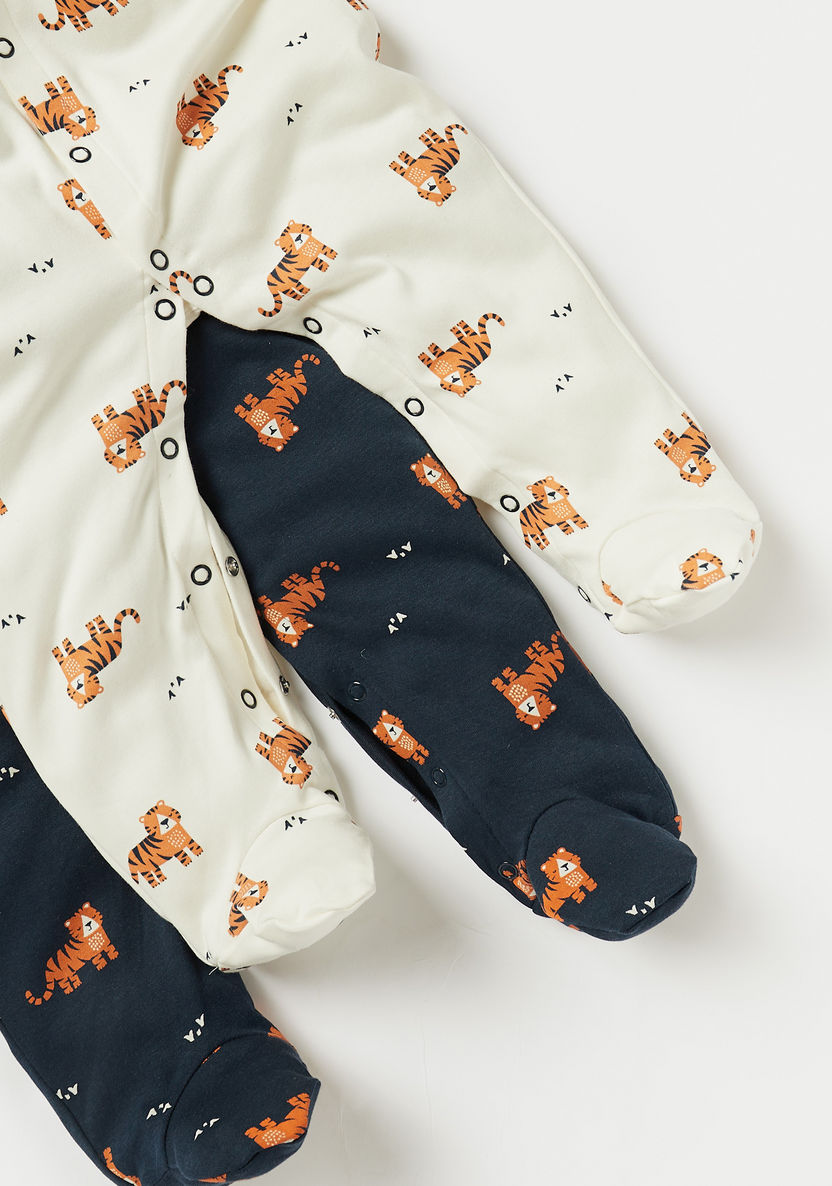 Juniors Tiger Print Closed Feet Sleepsuit - Set of 2-Sleepsuits-image-4