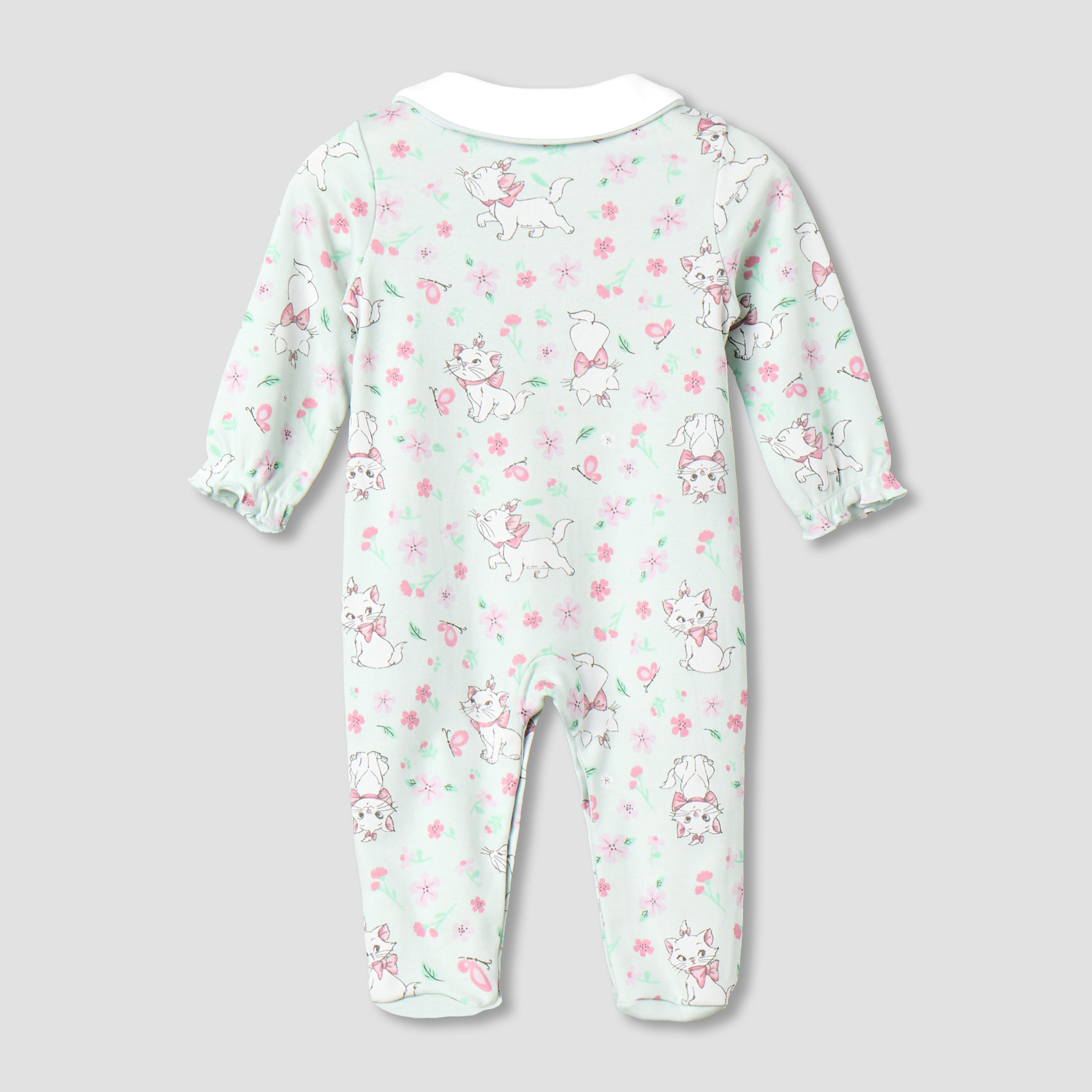 Disney Cotton Collared Long Sleeves Sleepsuit with Marie Print-baby-girls-clothing-nightwear-sleepsuits-image-3
