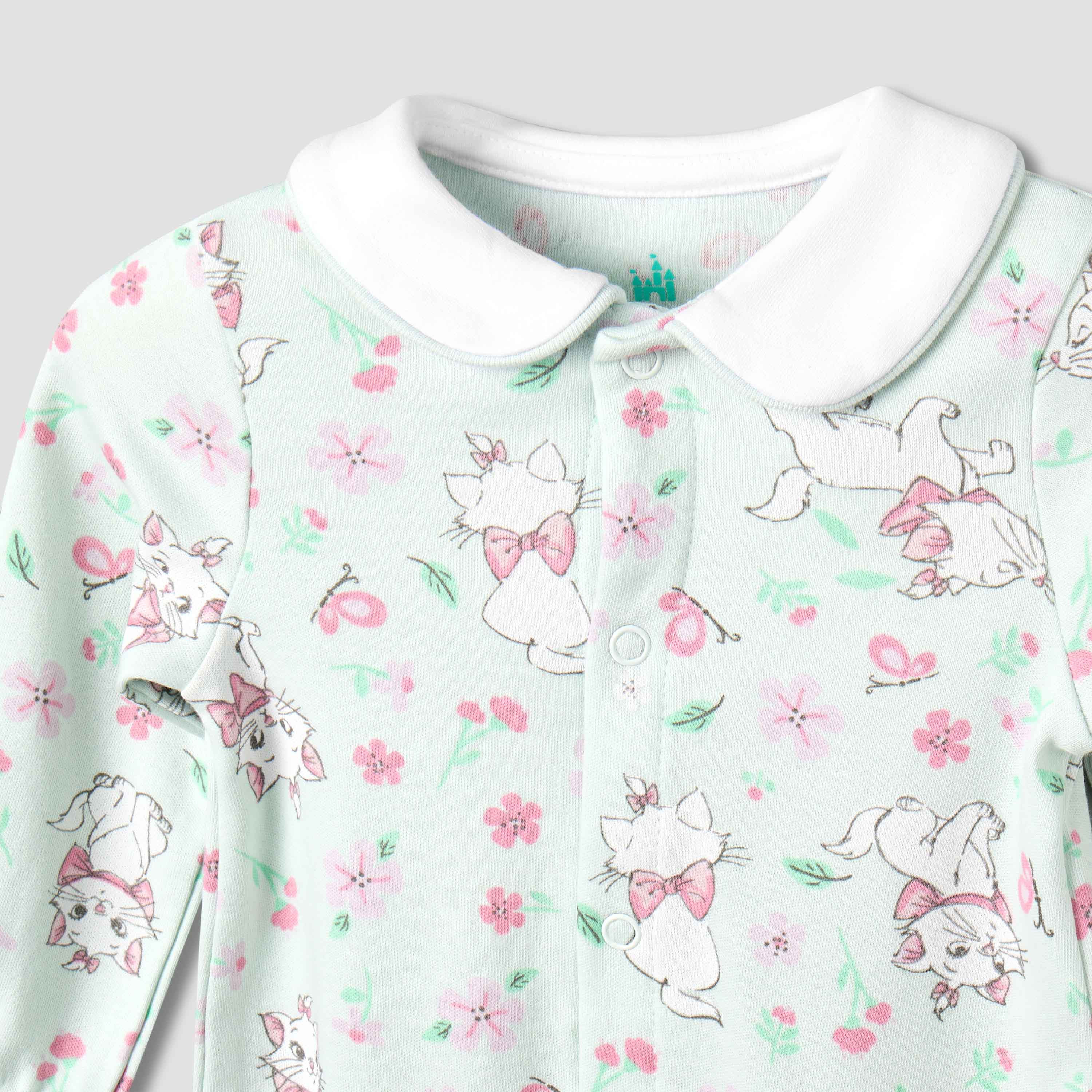 Disney Cotton Collared Long Sleeves Sleepsuit with Marie Print-baby-girls-clothing-nightwear-sleepsuits-image-4