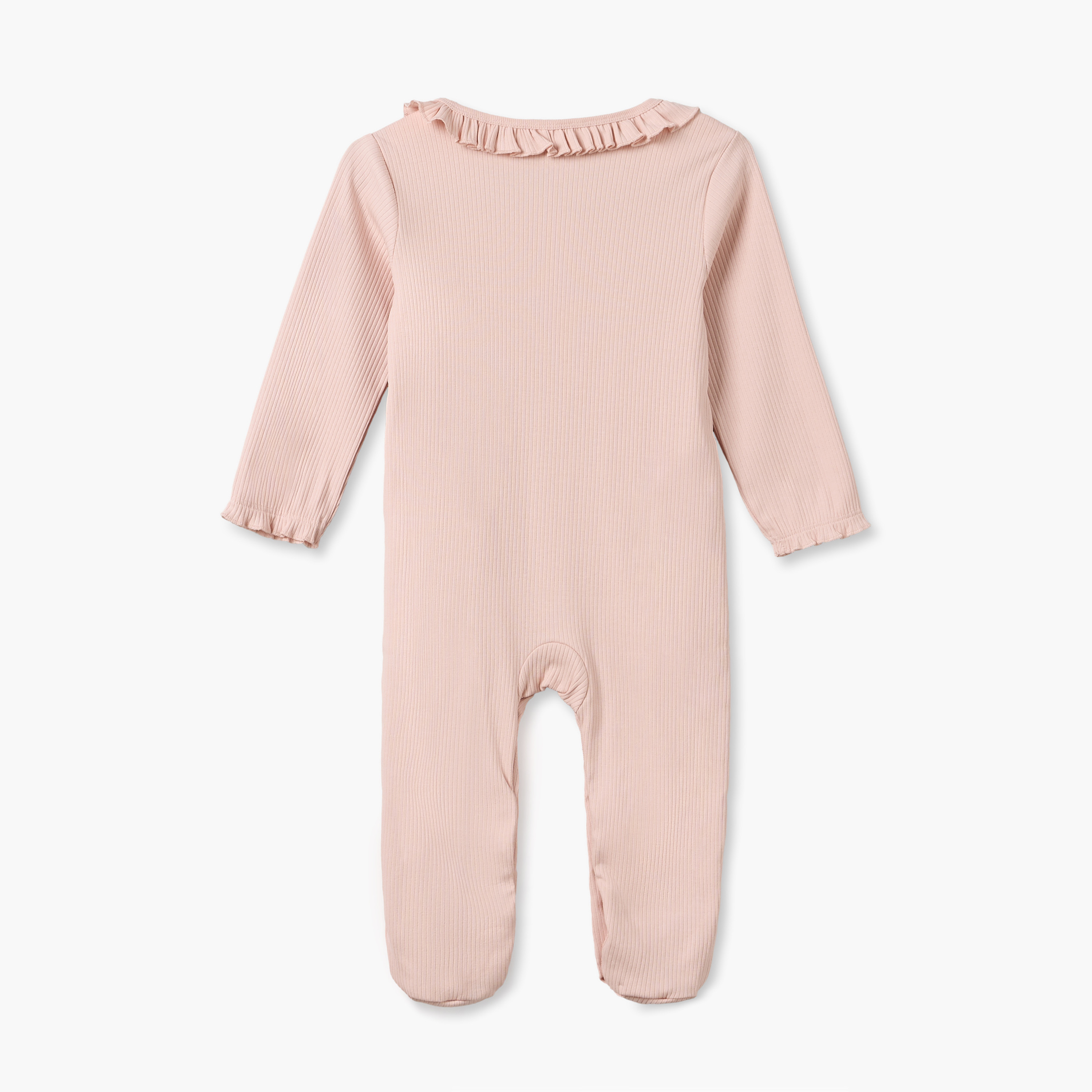 Juniors Cotton Crew Neck Long Sleeves Sleepsuit with Snap Button Closure-baby-girls-clothing-nightwear-sleepsuits-image-2