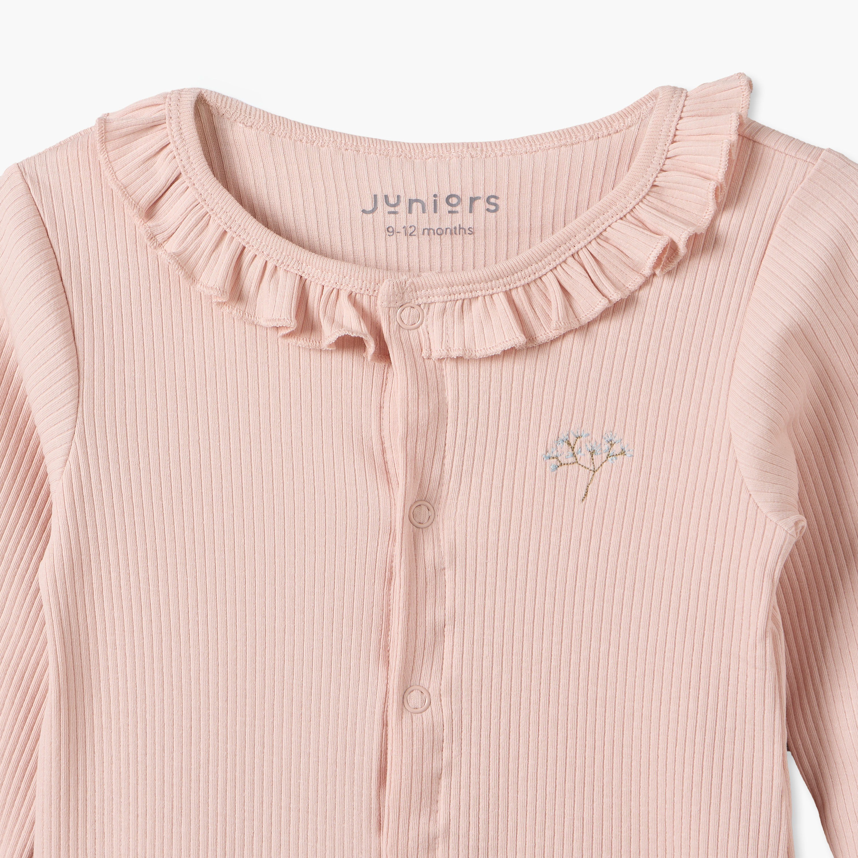 Juniors Cotton Crew Neck Long Sleeves Sleepsuit with Snap Button Closure-baby-girls-clothing-nightwear-sleepsuits-image-3