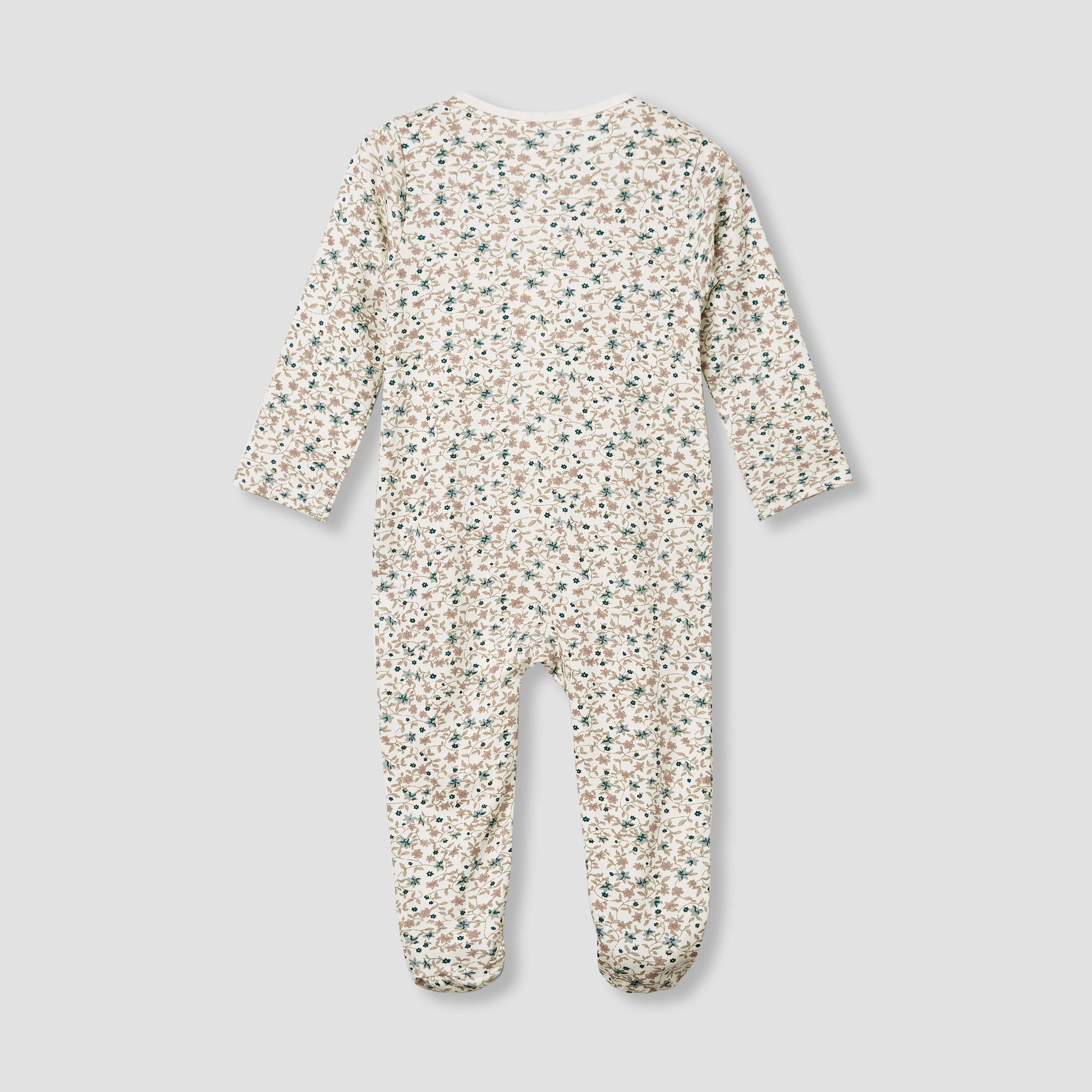Juniors Floral Print Sleepsuit with Long Sleeves-baby-girls-clothing-nightwear-sleepsuits-image-2