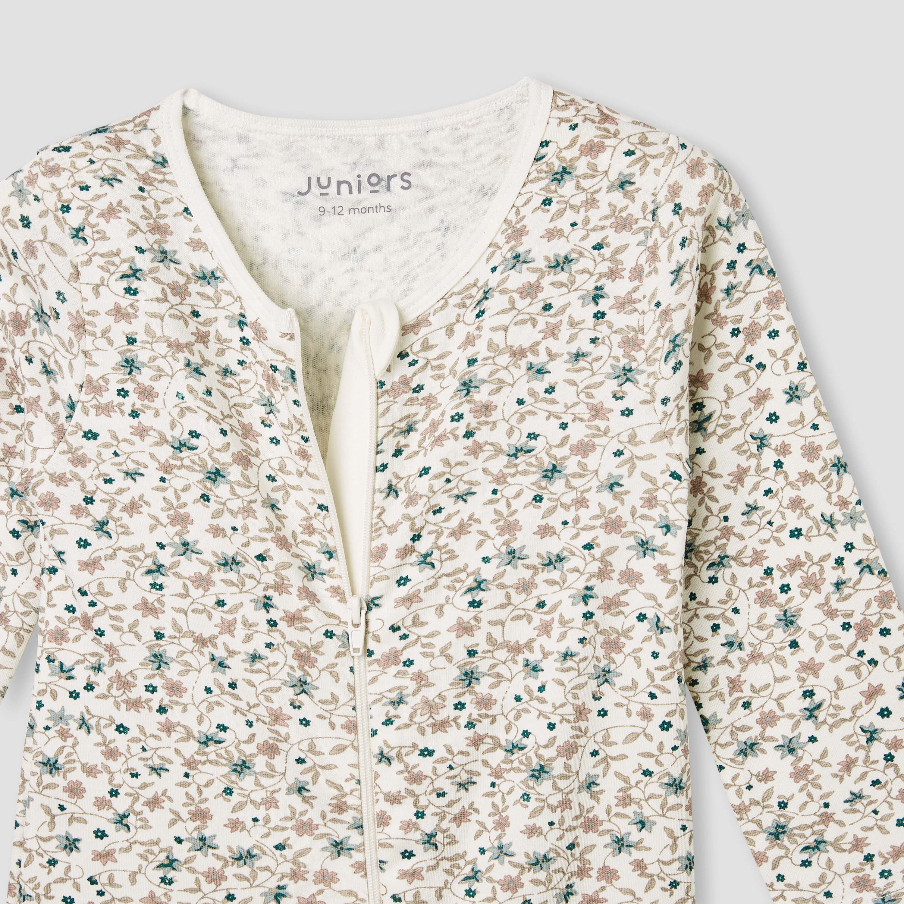 Juniors Floral Print Sleepsuit with Long Sleeves-baby-girls-clothing-nightwear-sleepsuits-image-3