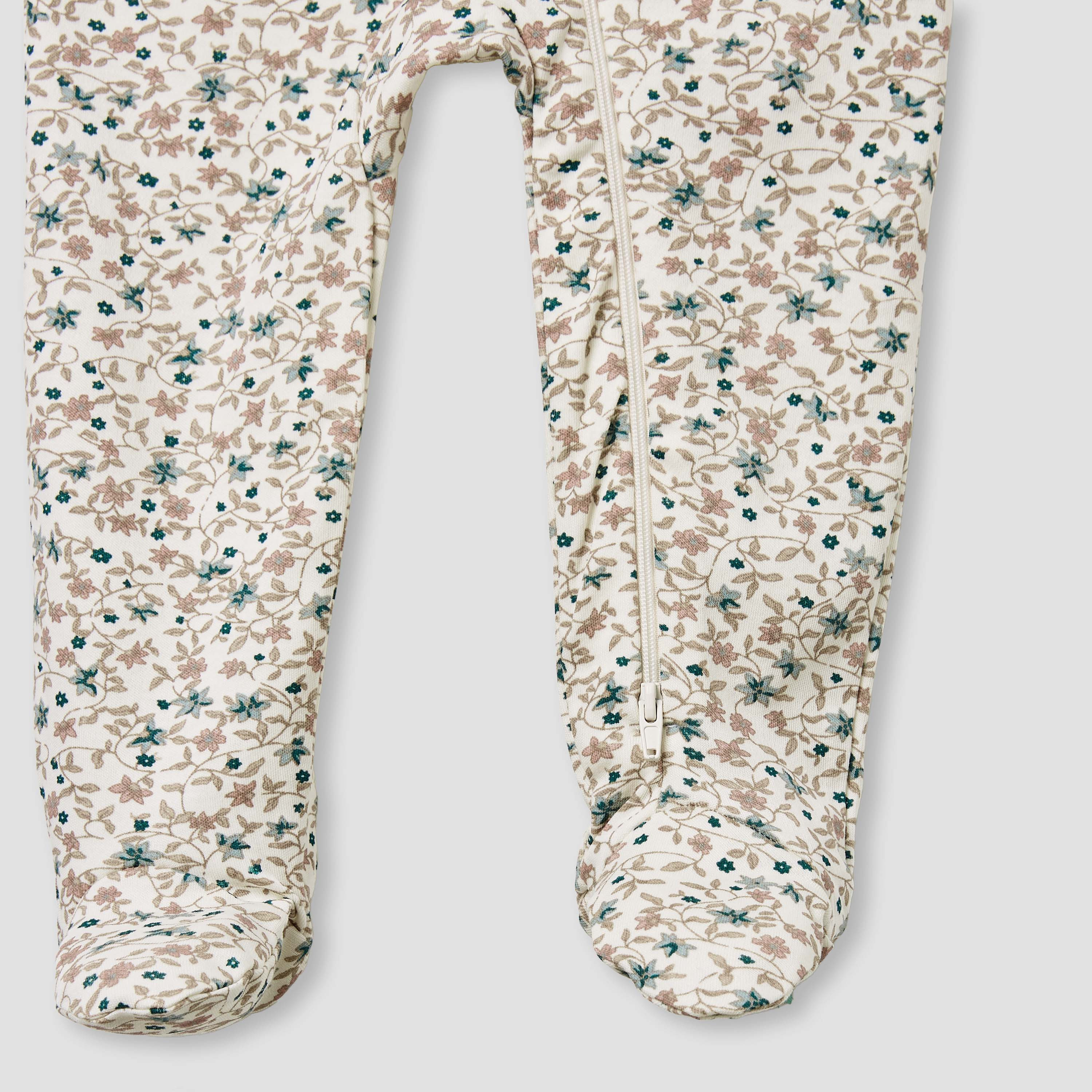 Juniors Floral Print Sleepsuit with Long Sleeves-baby-girls-clothing-nightwear-sleepsuits-image-4