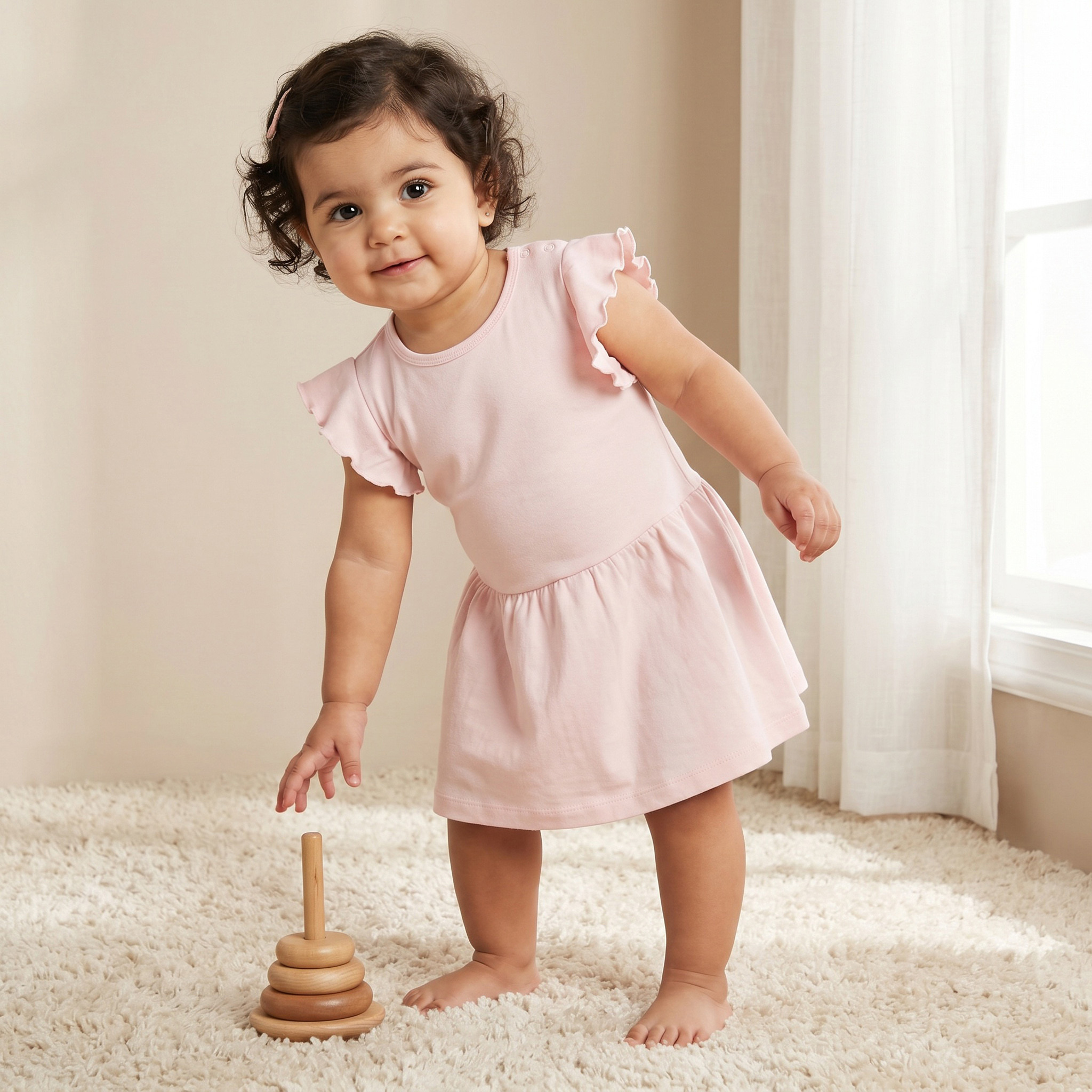 Set of 3 Juniors Round Neck Short Sleeves A-line Dress with Leggings-baby-girls-clothing-dressesandjumpsuits-image-2