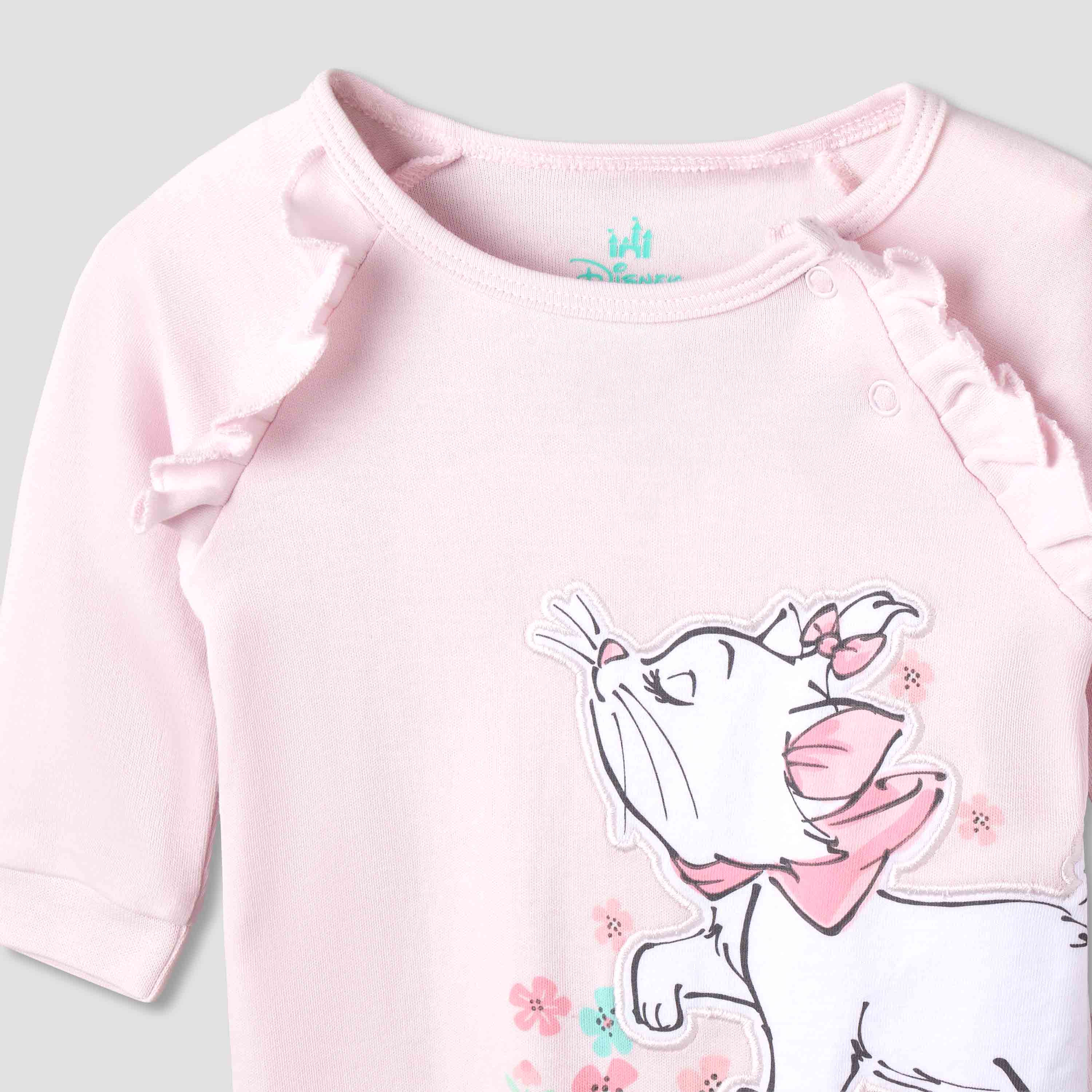 Disney Cotton Round Neck Long Sleeves Sleepsuit with Marie Print-baby-girls-clothing-nightwear-sleepsuits-image-3