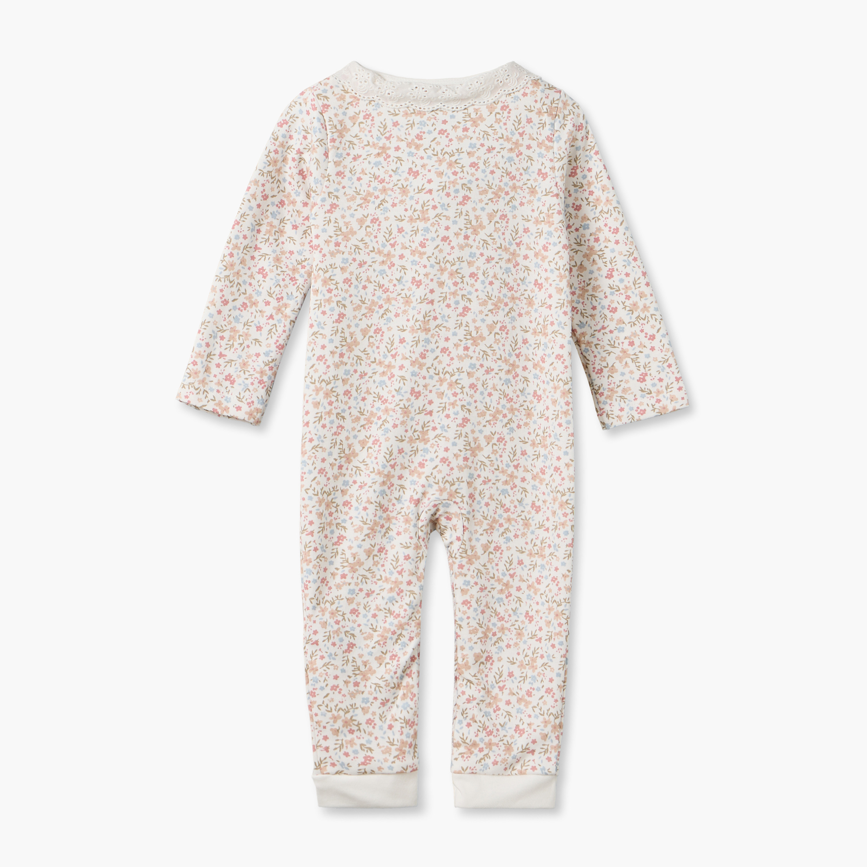Juniors Cotton Crew Neck Long Sleeves Sleepsuit with Floral Print-baby-girls-clothing-nightwear-sleepsuits-image-2