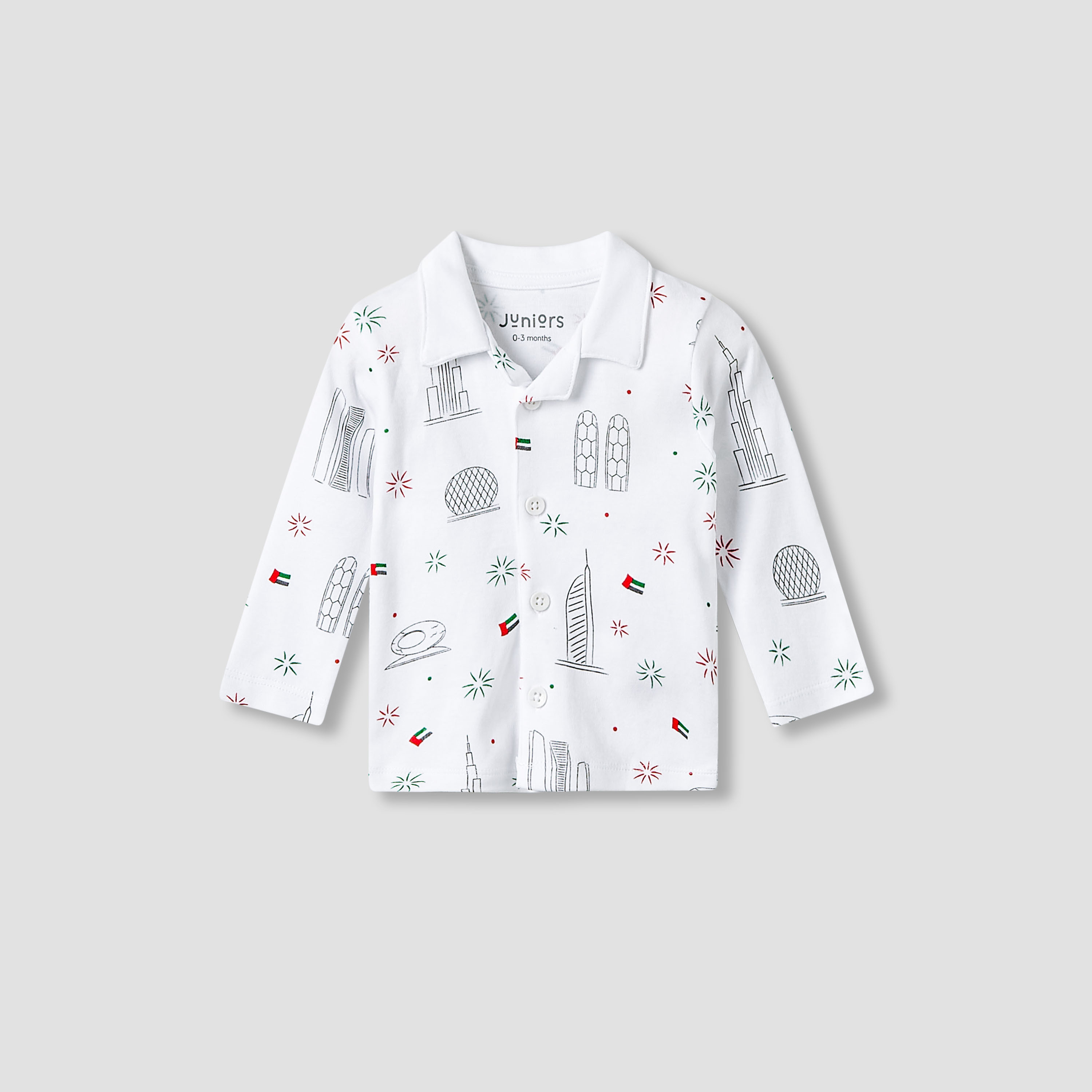 Juniors Cotton Collared Pyjama Set Long Sleeves with Print-baby-boys-clothing-nightwear-pyjamasets-image-2