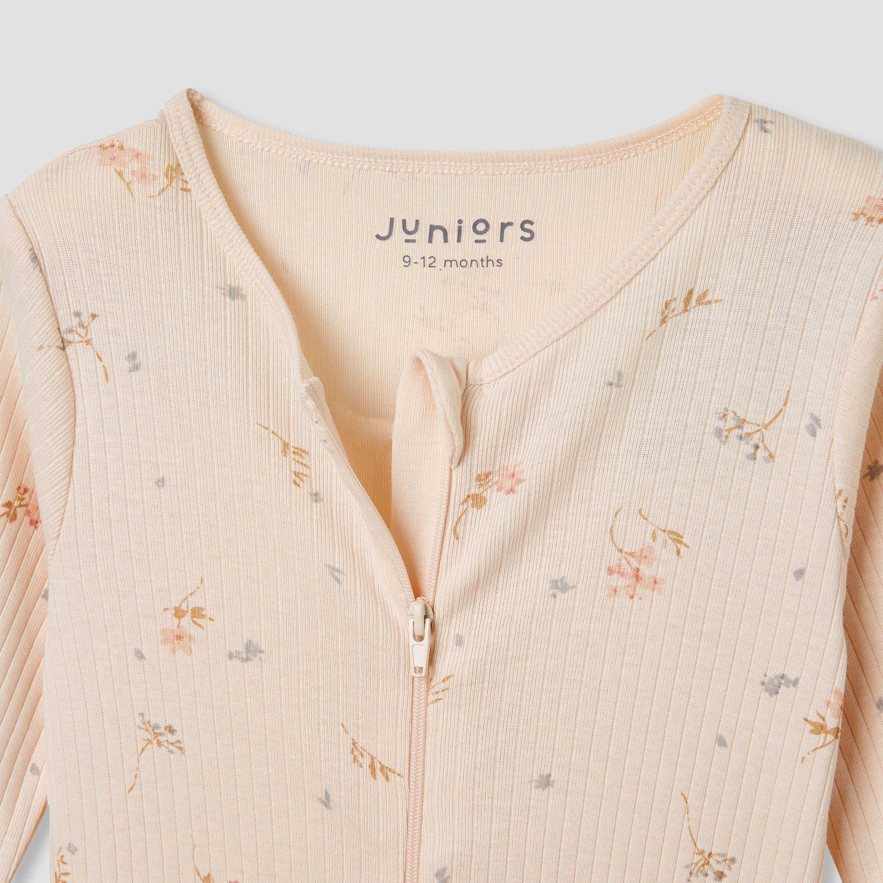 Juniors Floral Print Sleepsuit with Long Sleeves-baby-girls-clothing-nightwear-sleepsuits-image-3