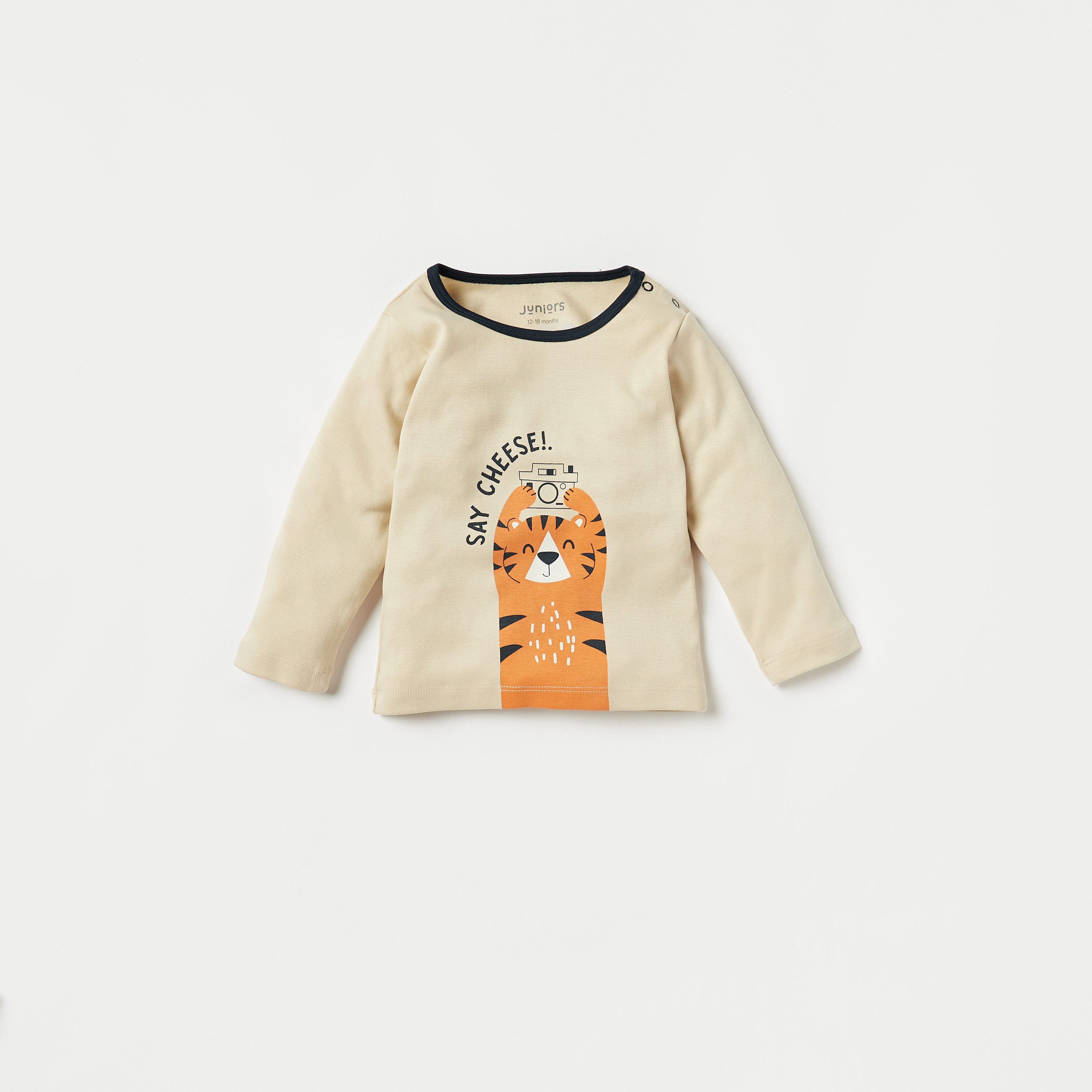 Juniors Tiger Print Long Sleeves T-shirt and Pyjama Set-baby-boys-clothing-nightwear-pyjamasets-image-2