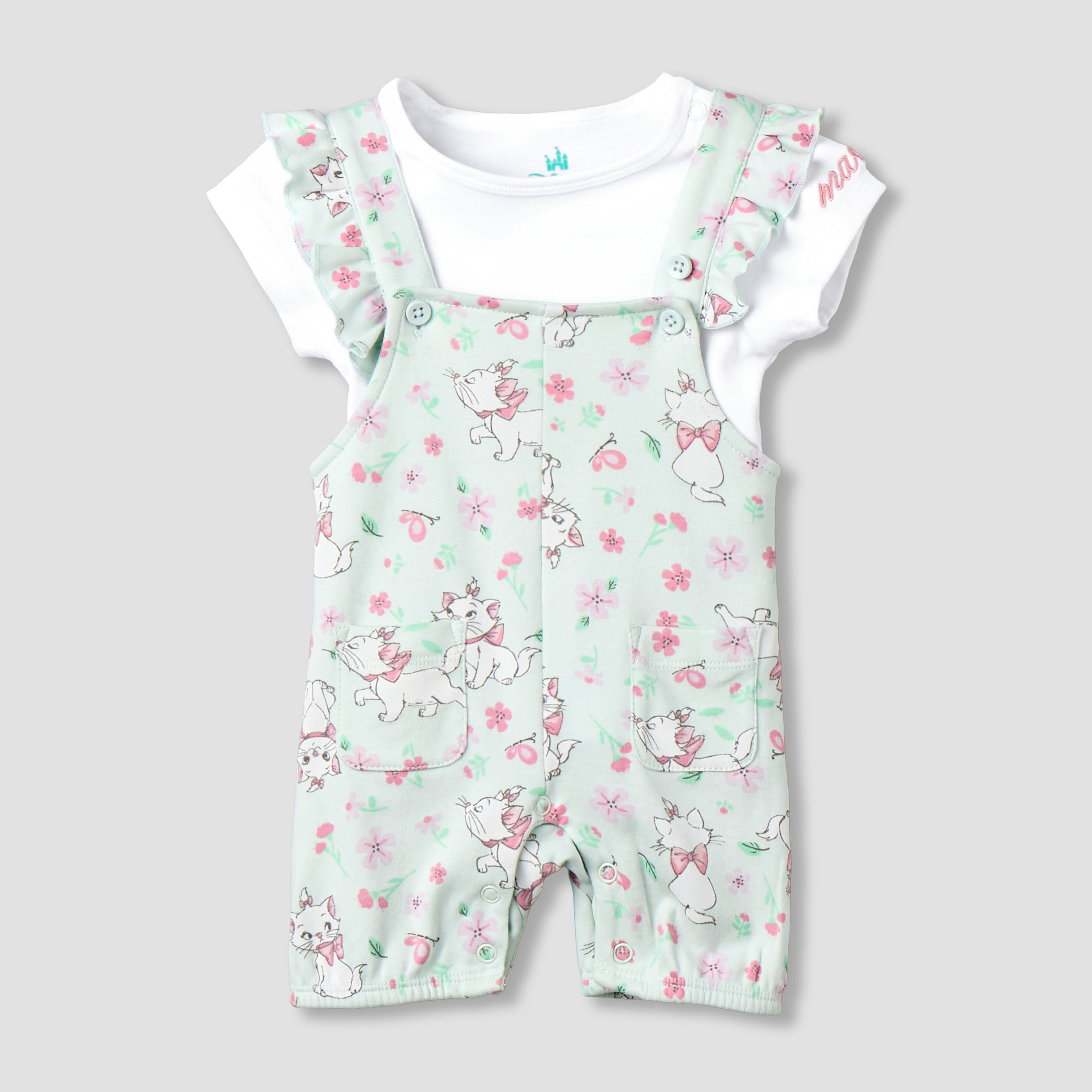 Disney Short Sleeves T-shirt and Dungaree with Marie Print-baby-girls-clothing-setsandcoords-image-1