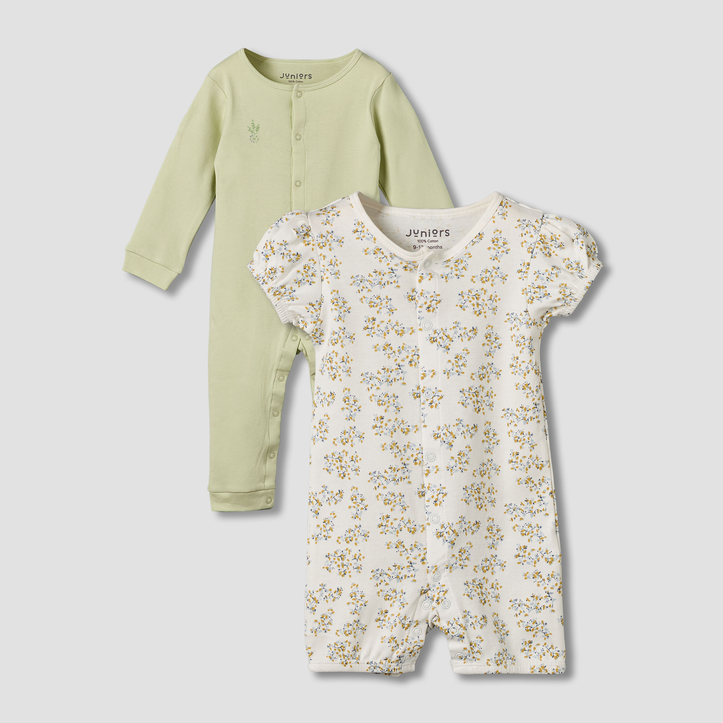 Set of 2 Juniors Cotton Round Neck Sleepsuit with Print-baby-girls-clothing-nightwear-sleepsuits-image-1