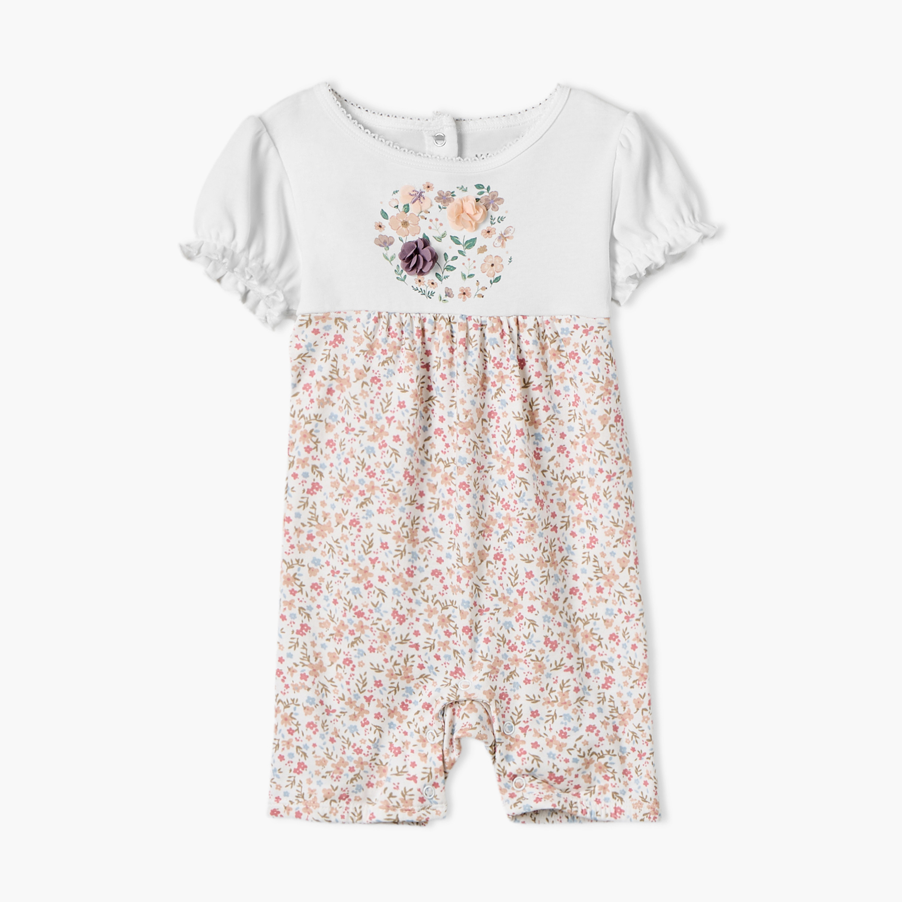 رومبير بياقة مستديرة وأكمام قصيرة وطبعات من جونيورز-baby-girls-clothing-rompers-image-1
