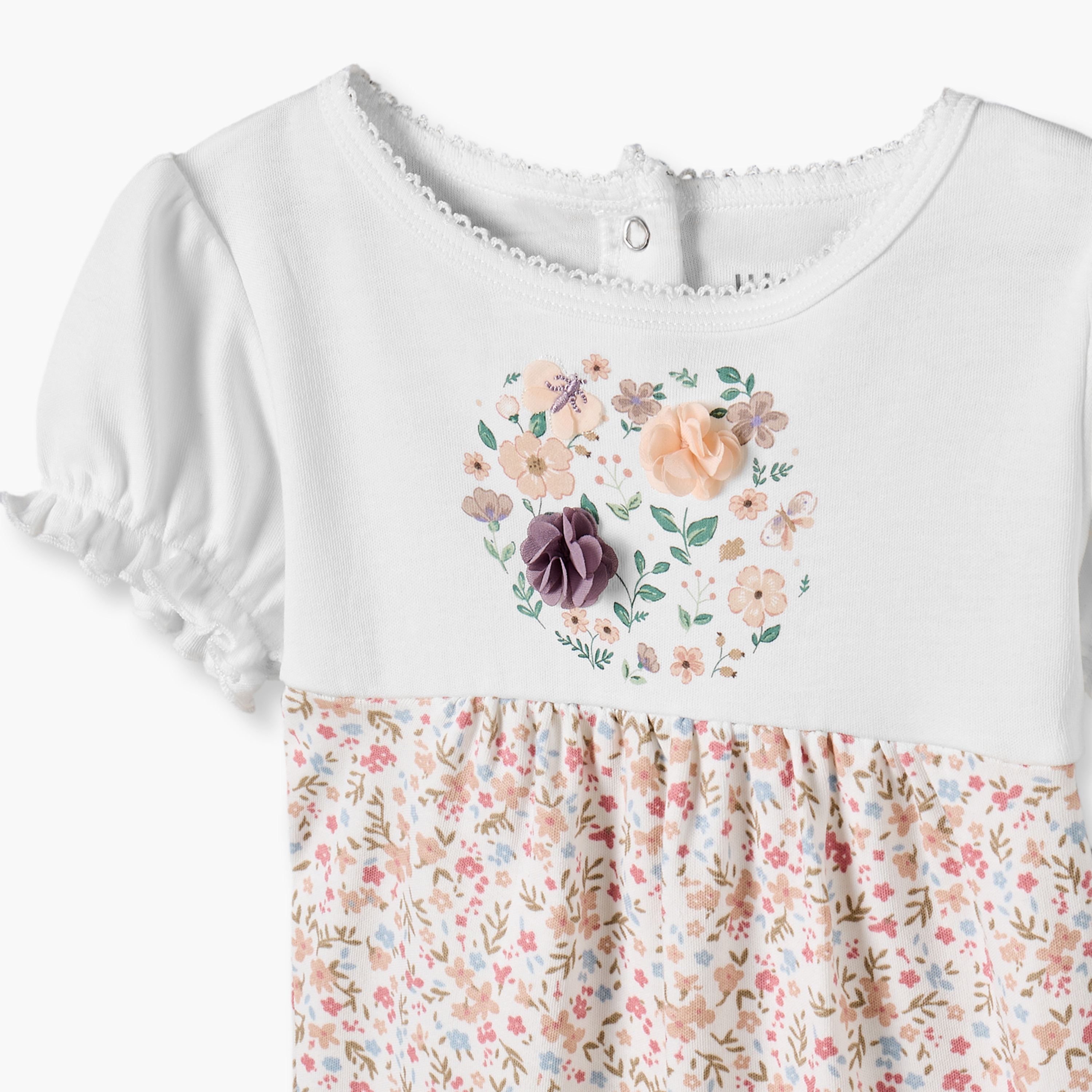 رومبير بياقة مستديرة وأكمام قصيرة وطبعات من جونيورز-baby-girls-clothing-rompers-image-3