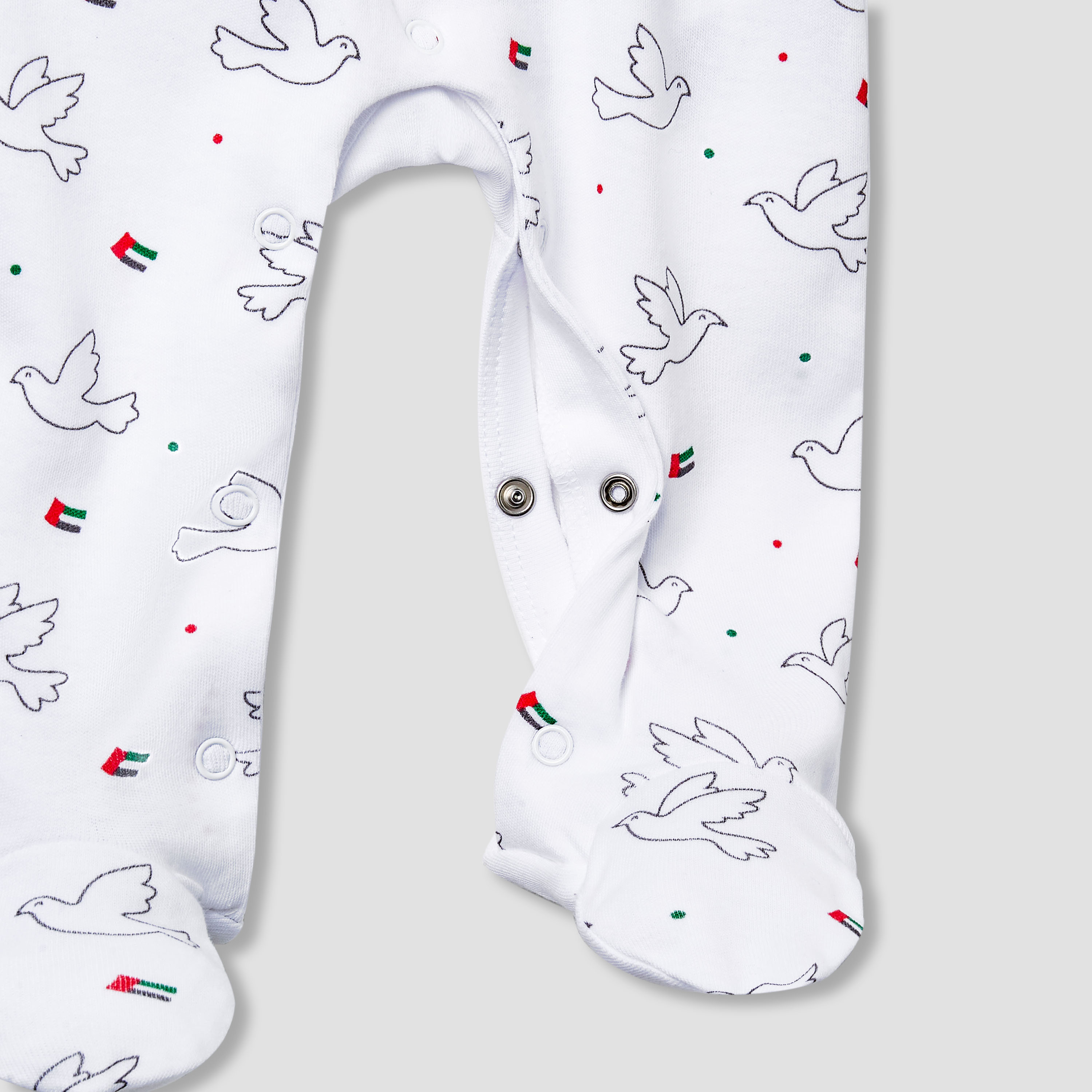 Juniors Cotton Collared Long Sleeves Sleepsuit with UAE National Day Print-baby-girls-clothing-nightwear-sleepsuits-image-4