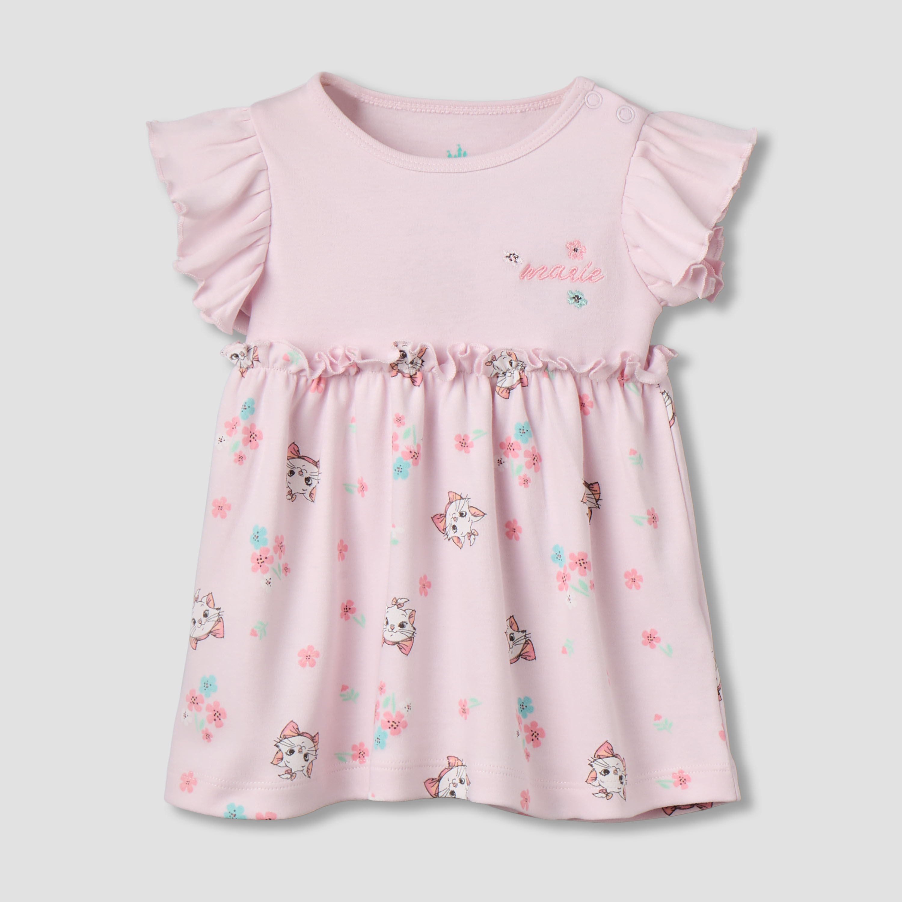 Disney Round Neck Cap Sleeves Dress with Marie Print-baby-girls-clothing-dressesandjumpsuits-image-2