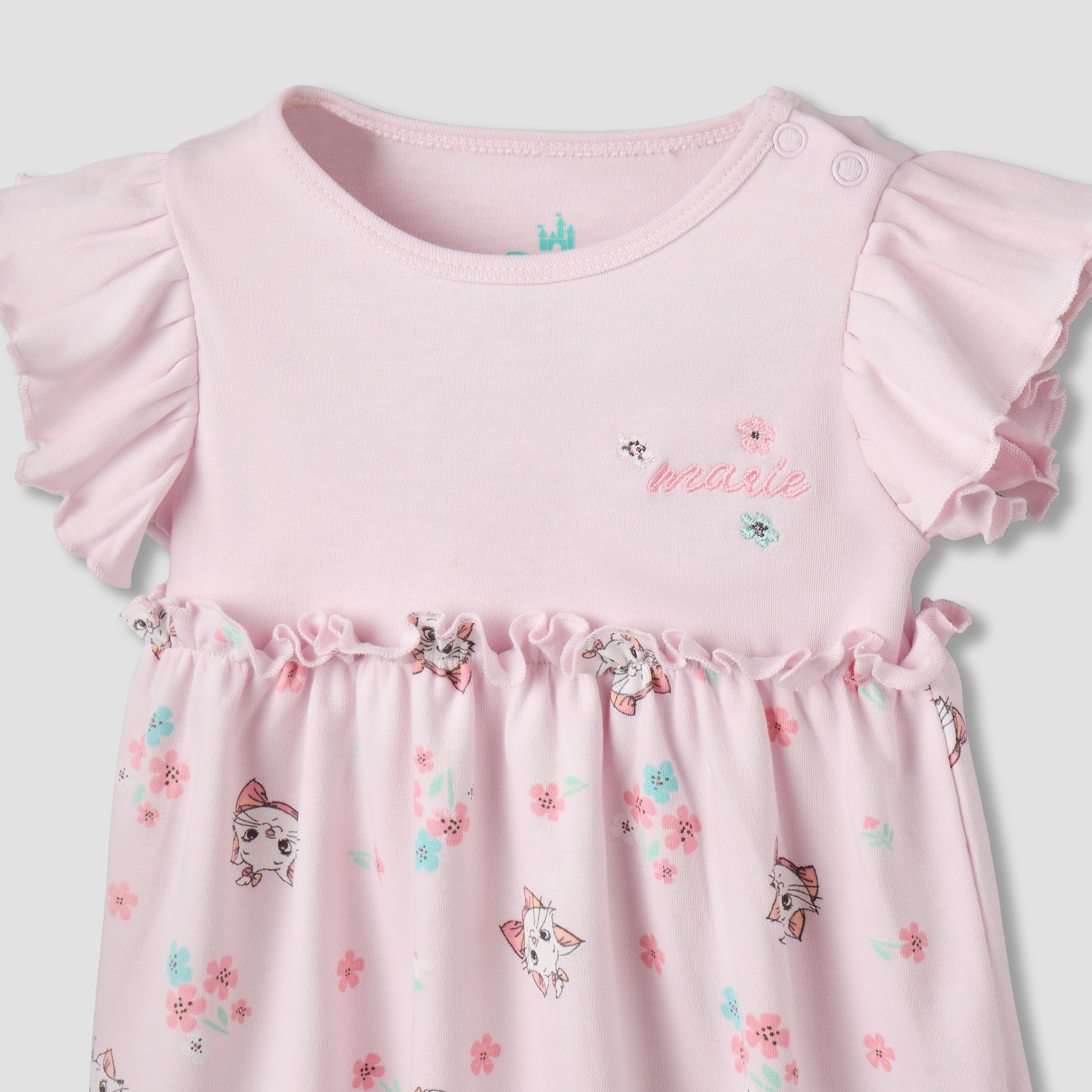 Disney Round Neck Cap Sleeves Dress with Marie Print-baby-girls-clothing-dressesandjumpsuits-image-4