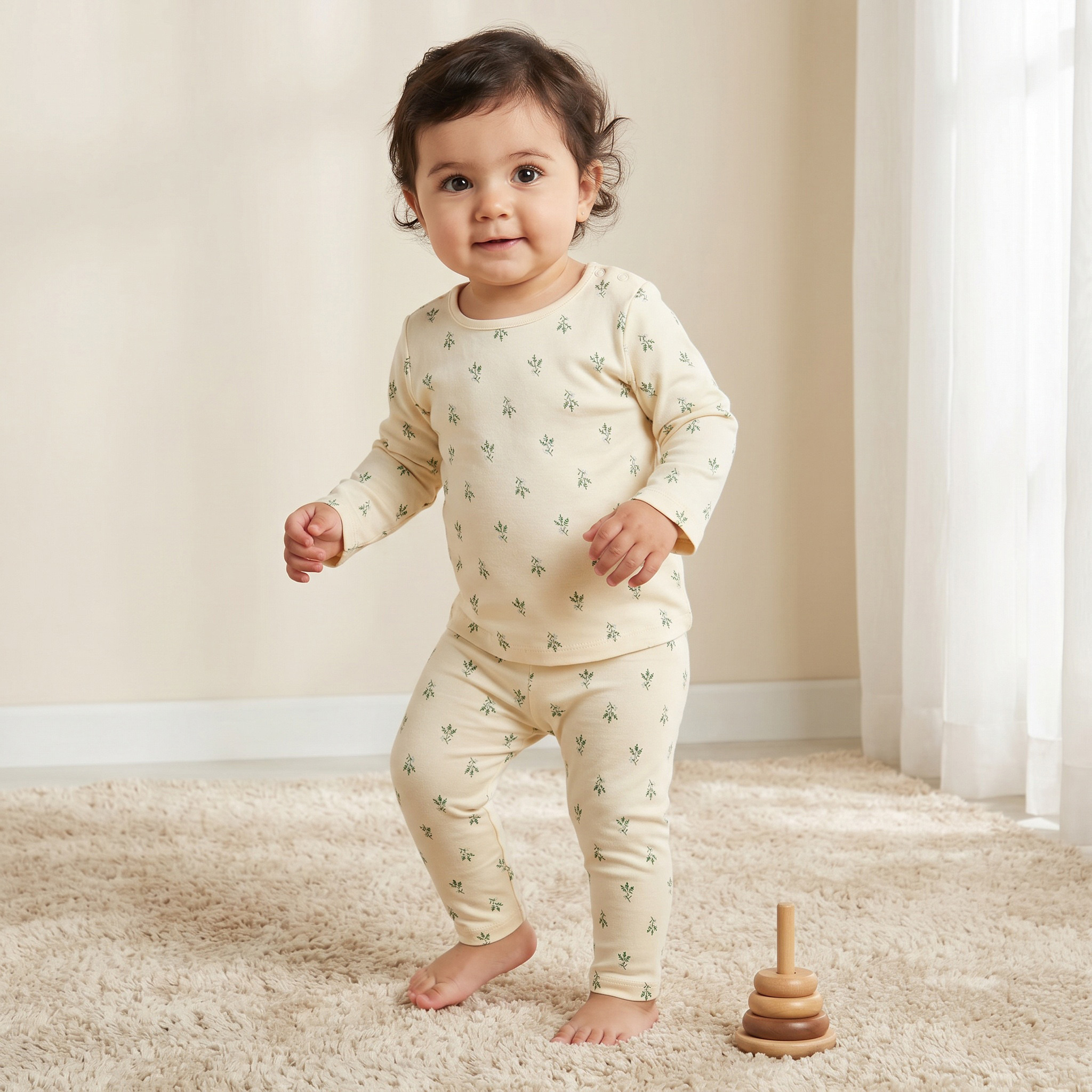 Pack of 2 Juniors Cotton Round Neck Long Sleeves Pyjama Set with Botanical Print-baby-girls-clothing-nightwear-pyjamasets-image-2