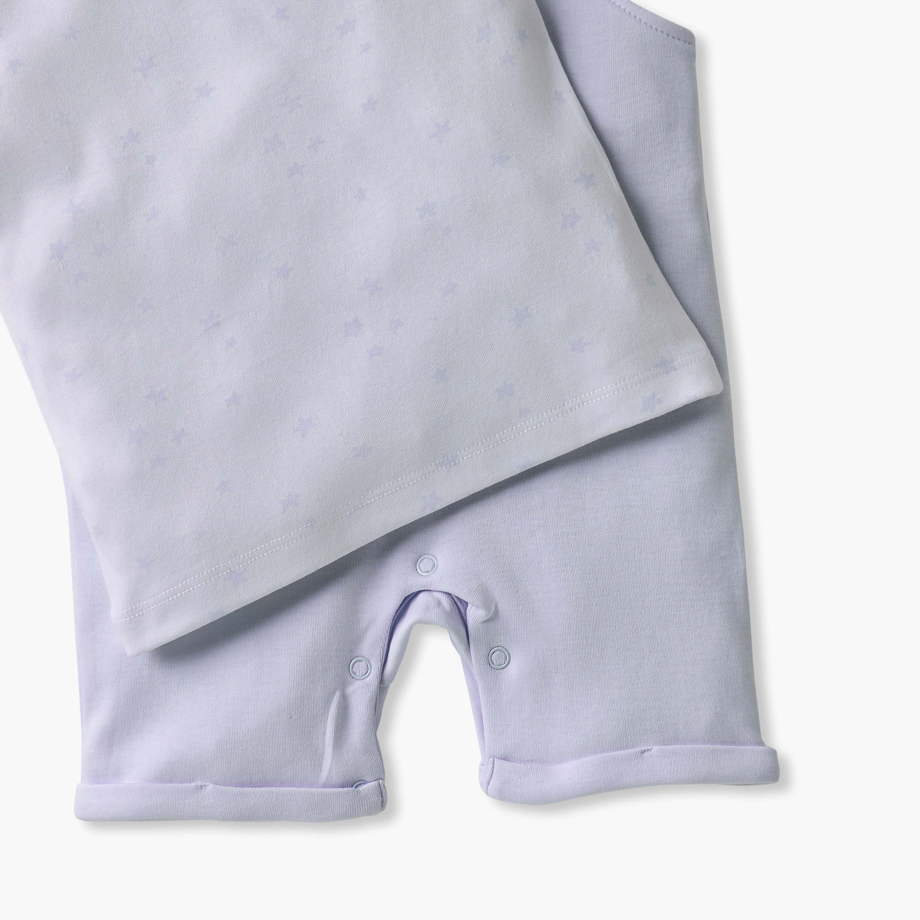 Disney Stitch Print Dungaree and T-shirt Set-baby-boys-clothing-rompers-image-4