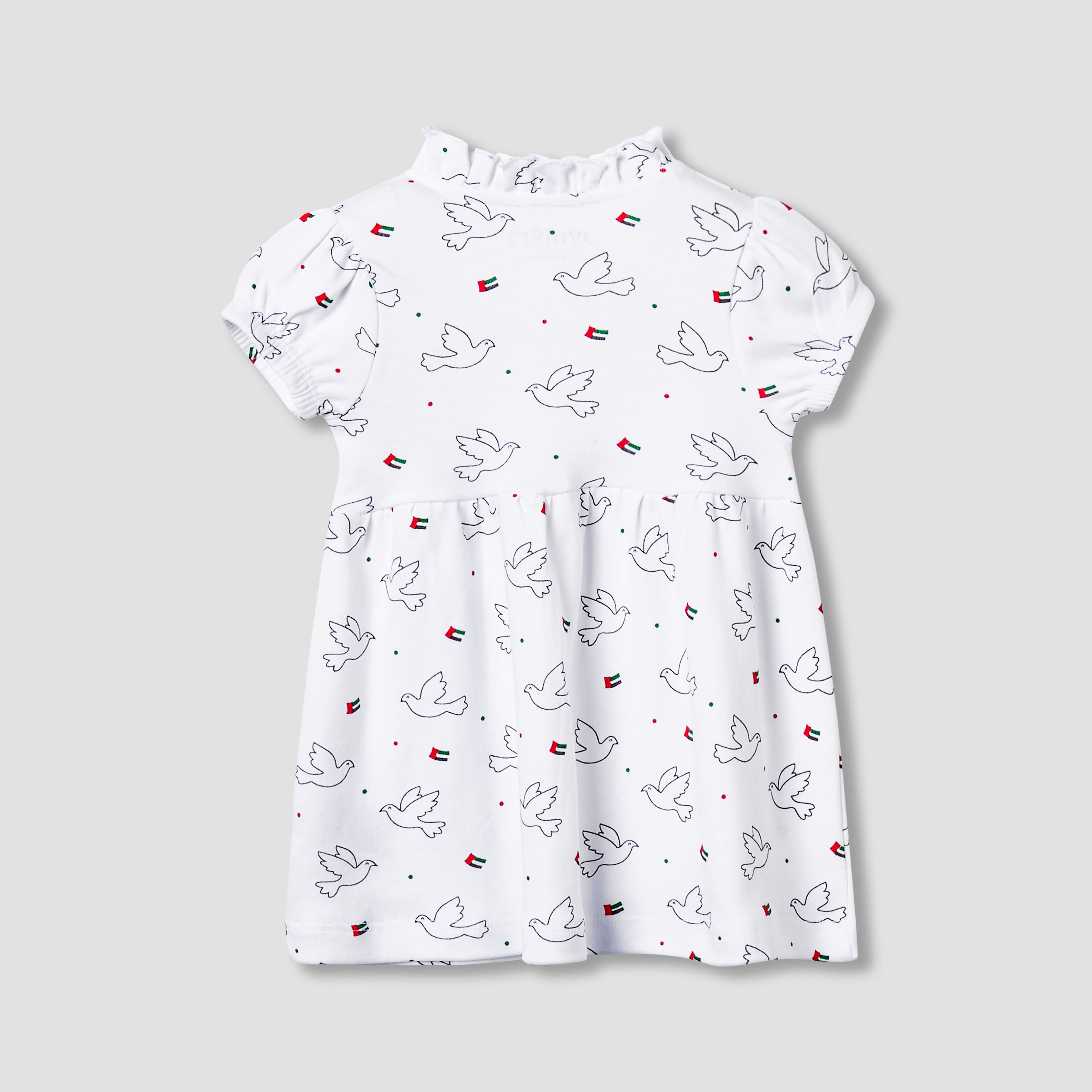 Juniors V-neck Short Sleeves Knee Length Dress with UAE National Day Print-baby-girls-clothing-dressesandjumpsuits-image-2