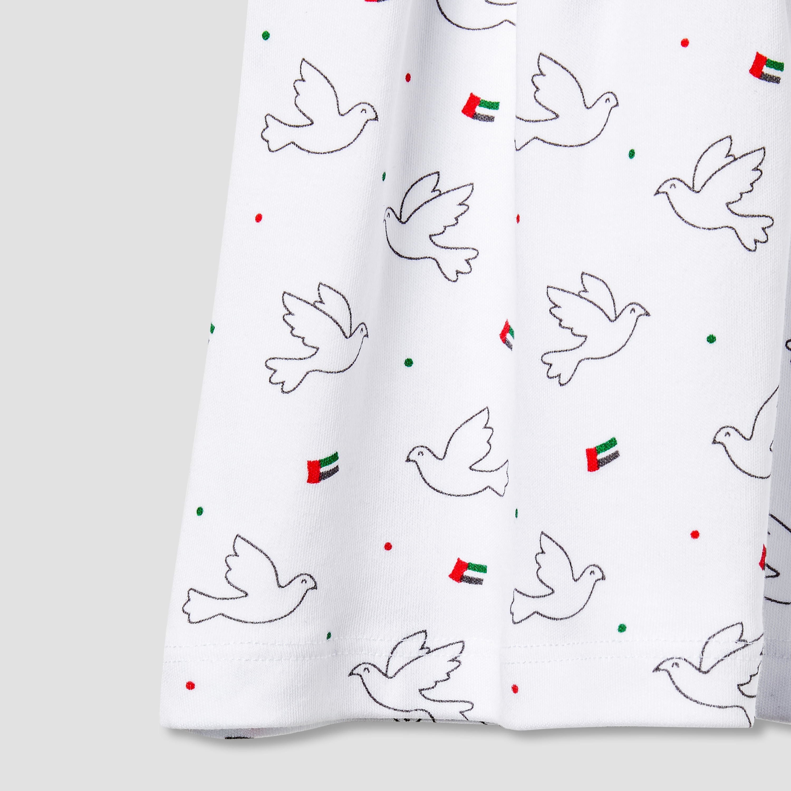 Juniors V-neck Short Sleeves Knee Length Dress with UAE National Day Print-baby-girls-clothing-dressesandjumpsuits-image-4