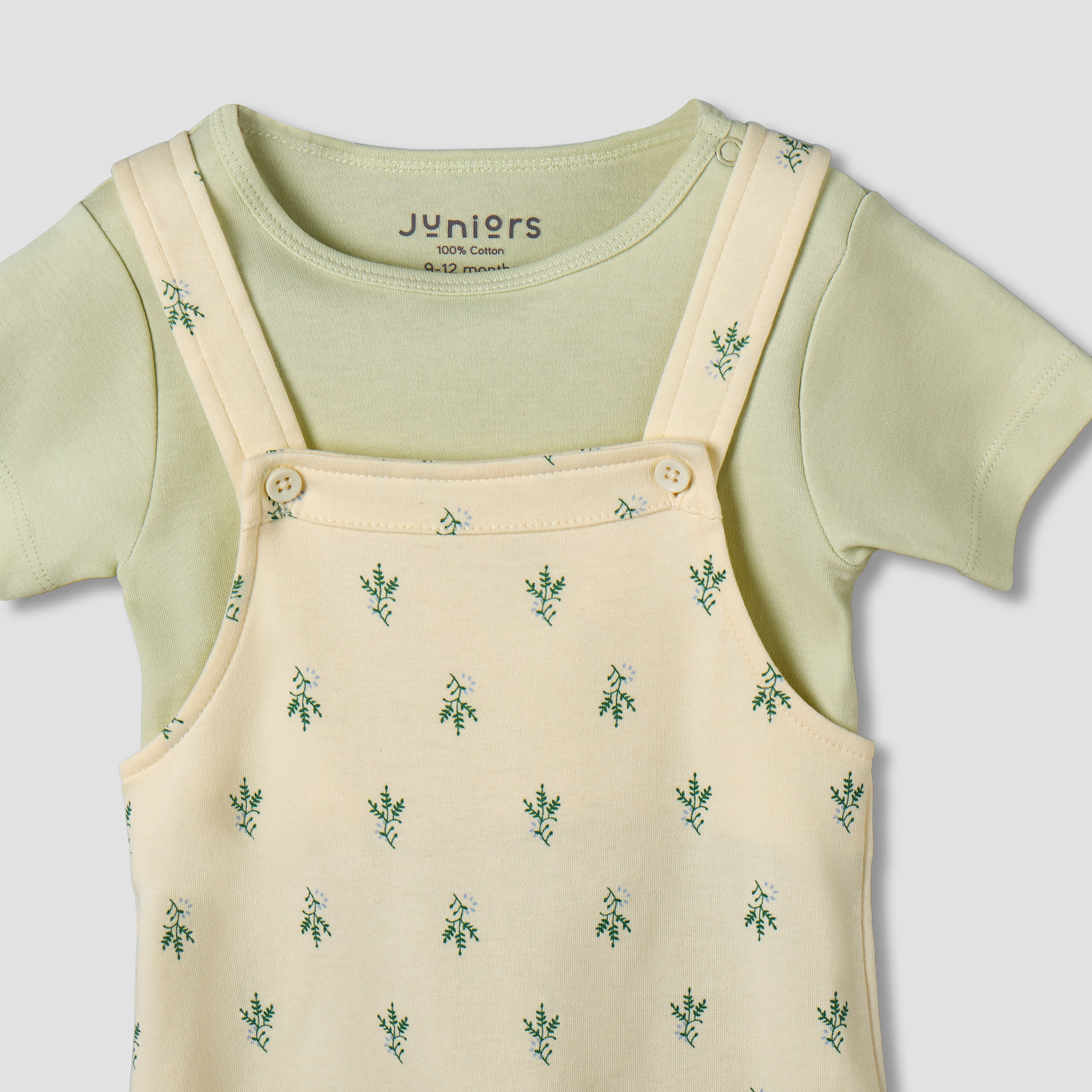 Juniors Short Sleeves T-shirt and Dungaree Set with Floral Print-baby-girls-clothing-setsandcoords-image-4