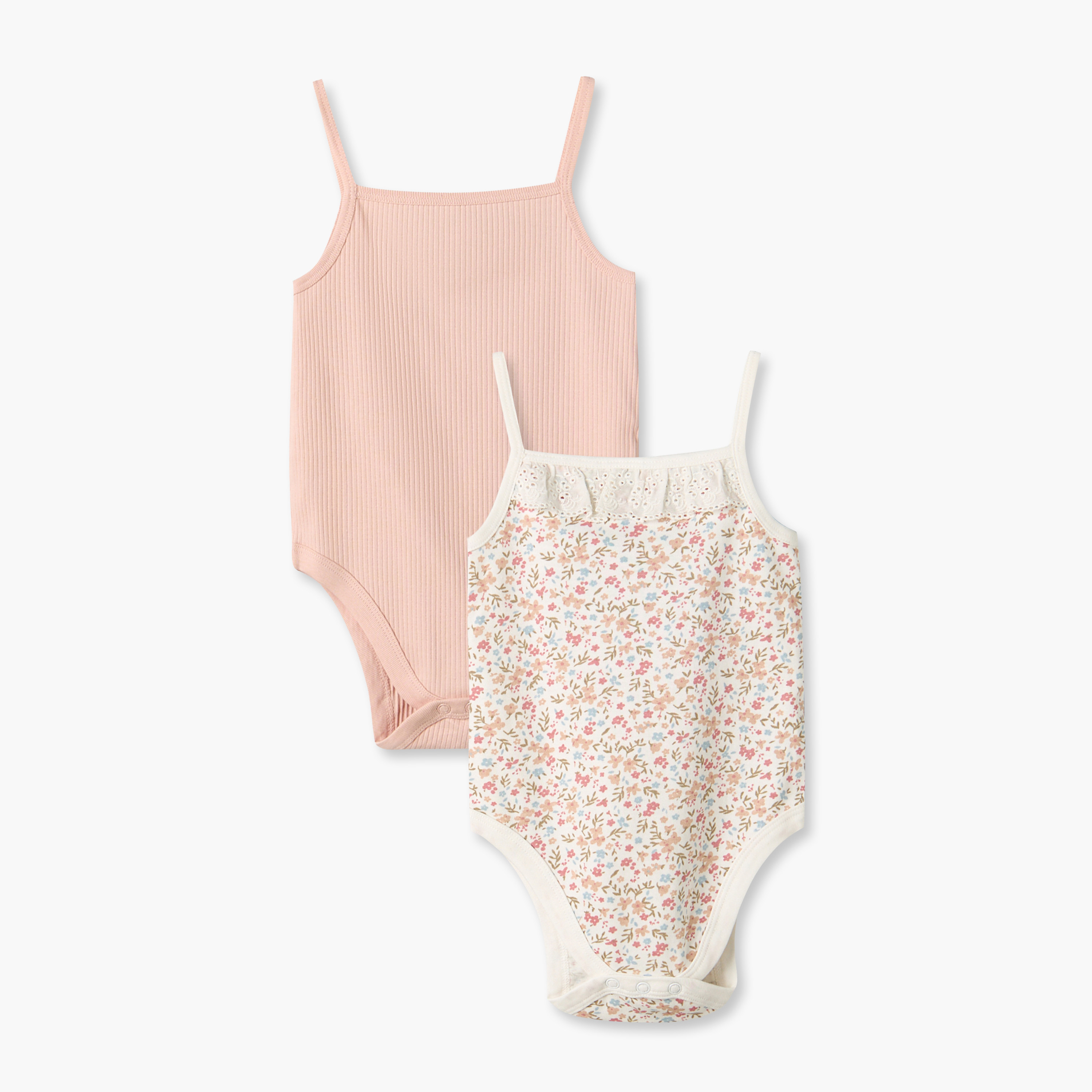 طقم بودي سوت قطن دون أكمام برقبة مربعة وبأزرار إغلاق كباسة قطعتين من جونيورز-baby-girls-clothing-bodysuits-image-1