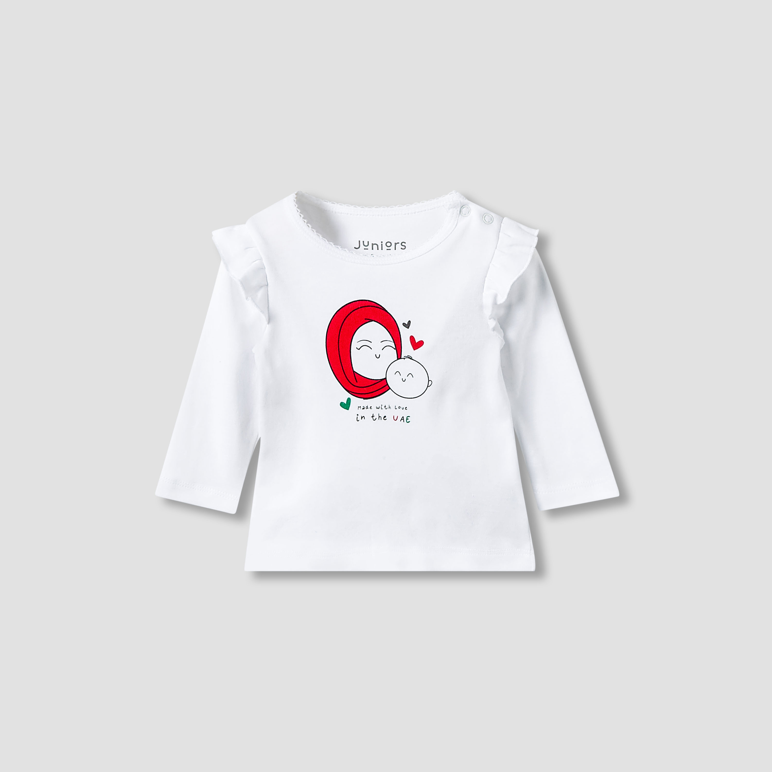 Juniors Cotton Crew Neck Long Sleeves Pyjama Set with UAE National Day Print-baby-girls-clothing-nightwear-pyjamasets-image-2