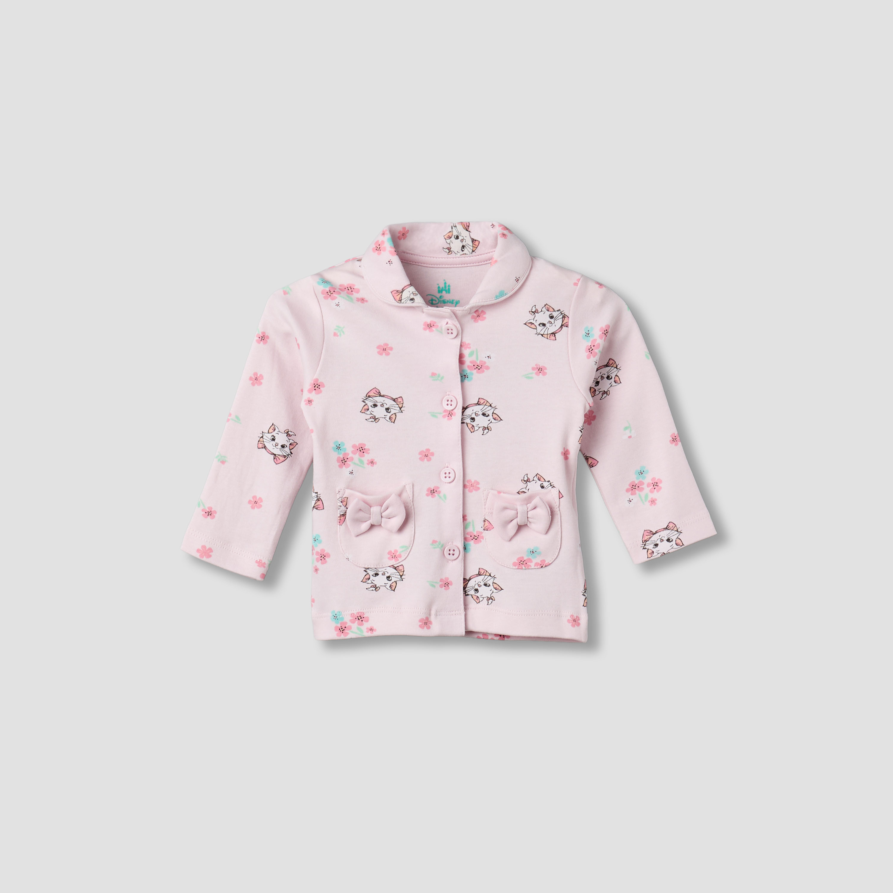 Disney Cotton Collared Neck Long Sleeve Pyjama Set with Marie Print-baby-girls-clothing-nightwear-pyjamasets-image-3