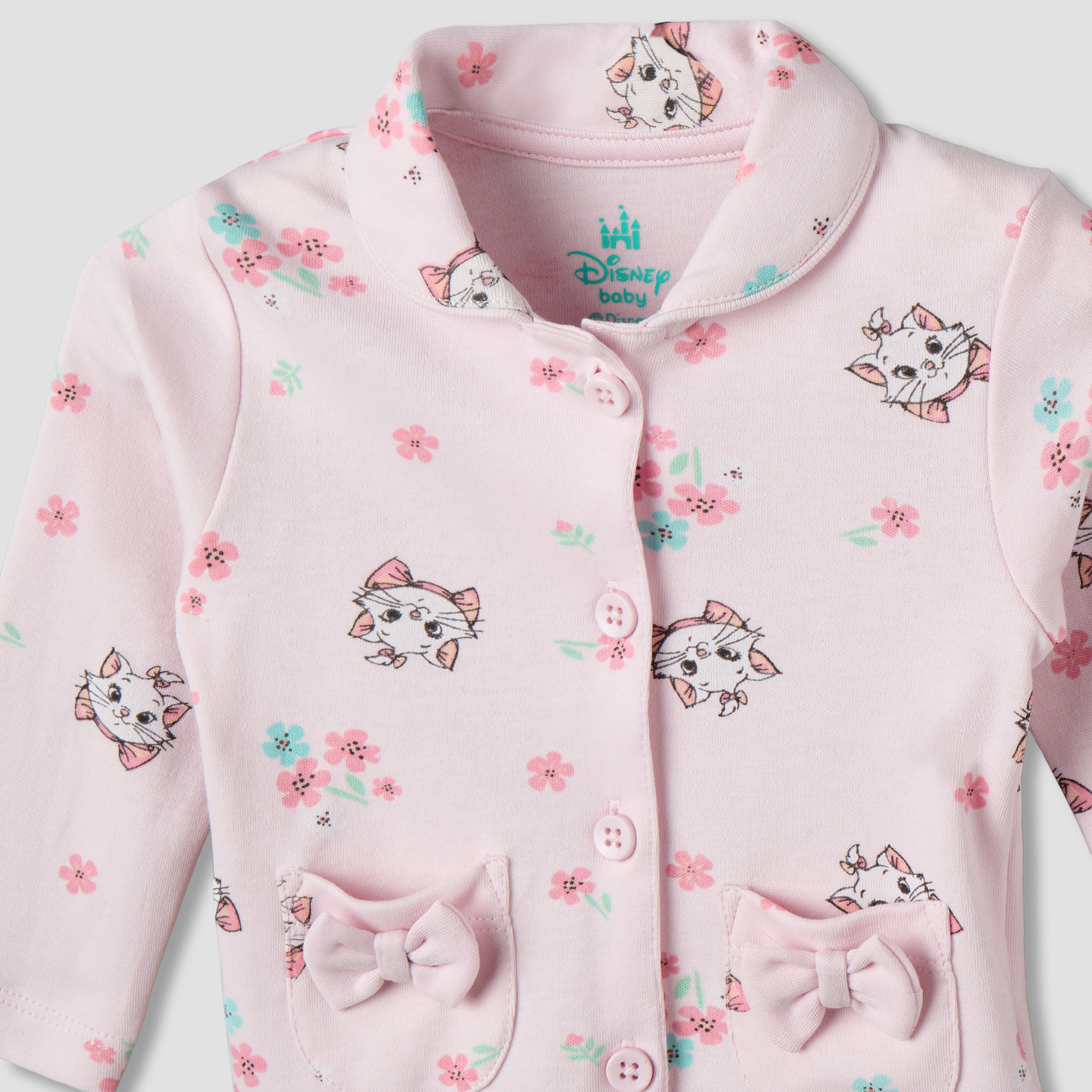 Disney Cotton Collared Neck Long Sleeve Pyjama Set with Marie Print-baby-girls-clothing-nightwear-pyjamasets-image-5