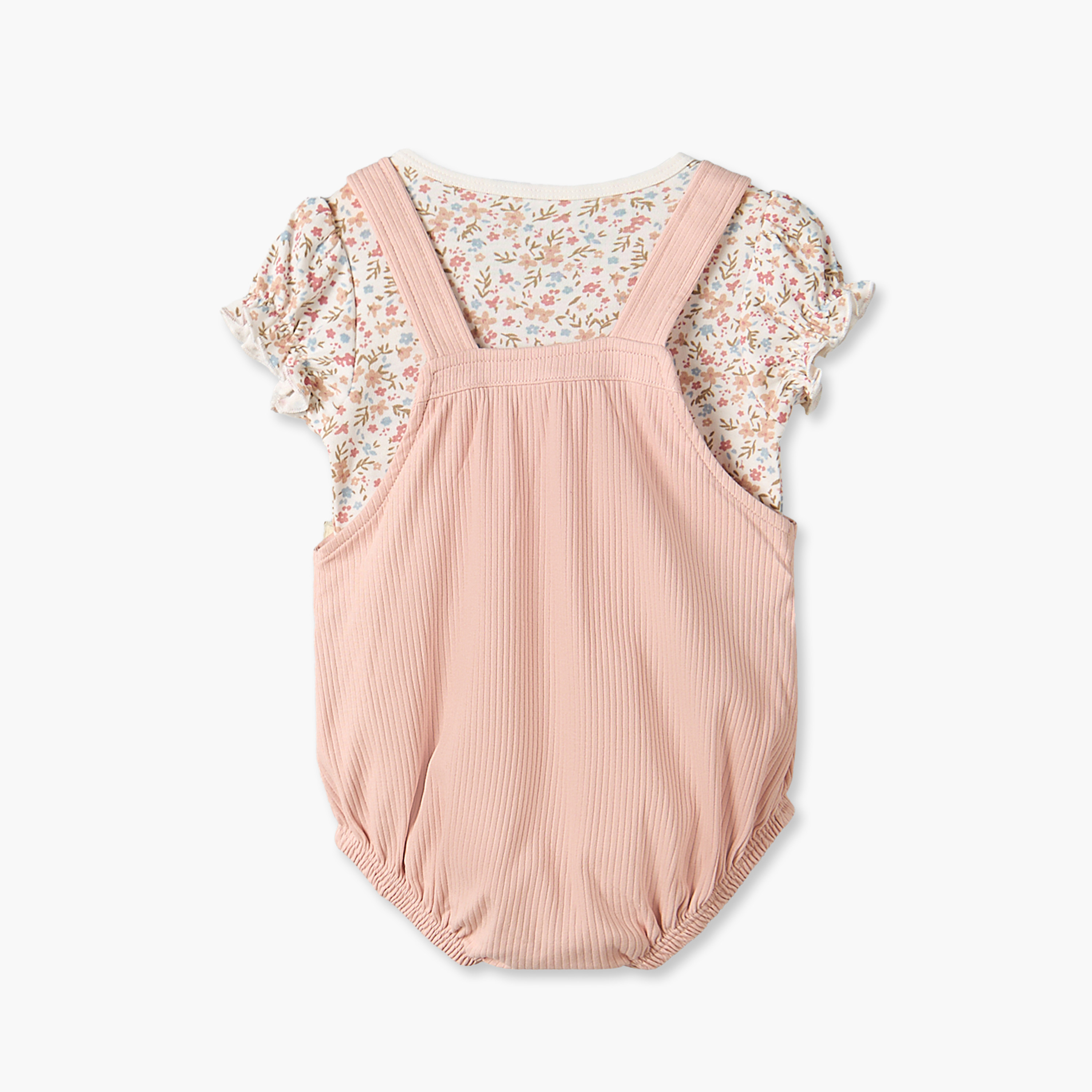طقم دنغري و تيشيرت بياقة ضيقة بأكمام قصيرة وطبعات زهور من جونيورز-baby-girls-clothing-setsandcoords-image-3