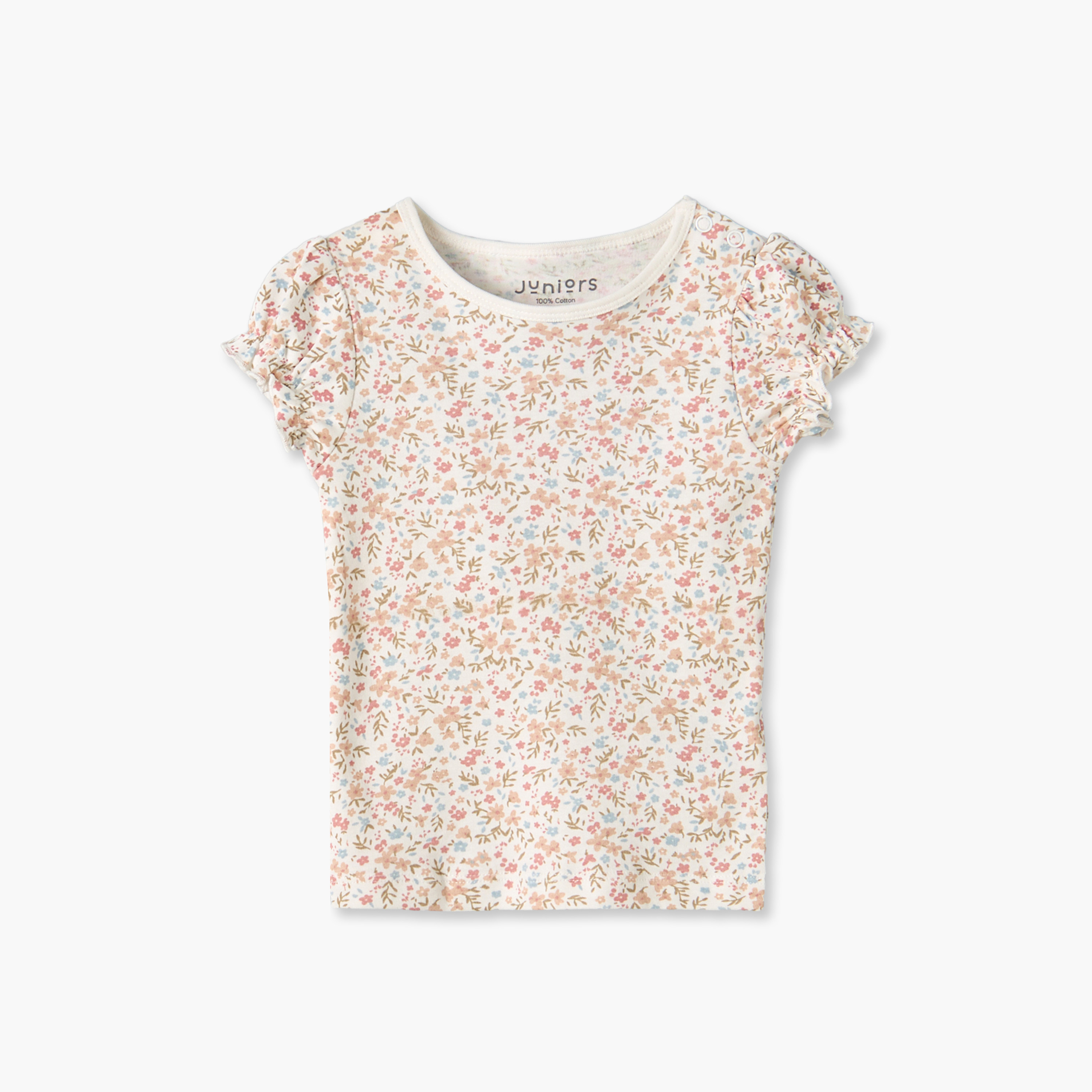 طقم دنغري و تيشيرت بياقة ضيقة بأكمام قصيرة وطبعات زهور من جونيورز-baby-girls-clothing-setsandcoords-image-5