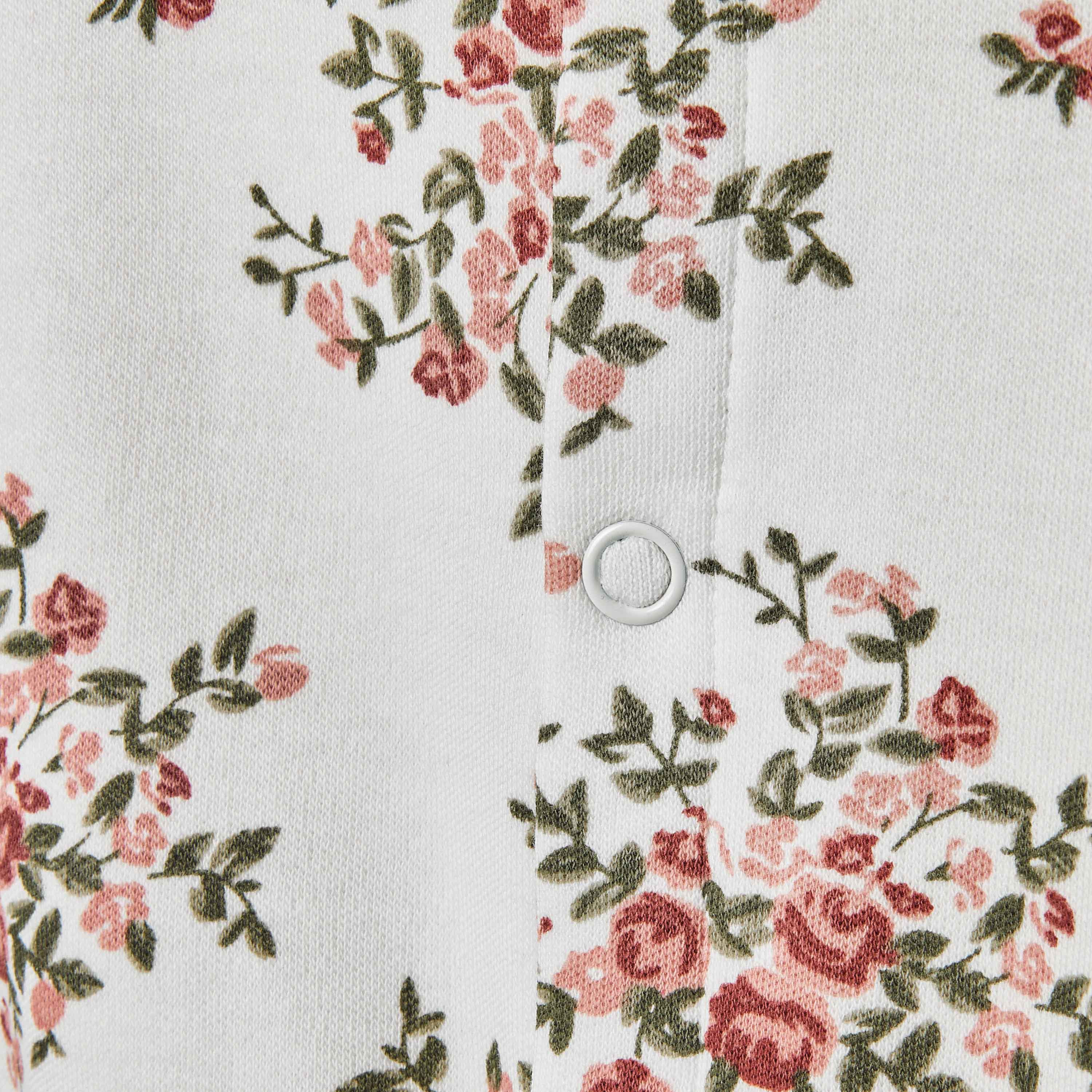 Juniors Floral Print Romper with Puff Sleeves-baby-girls-clothing-rompers-image-4