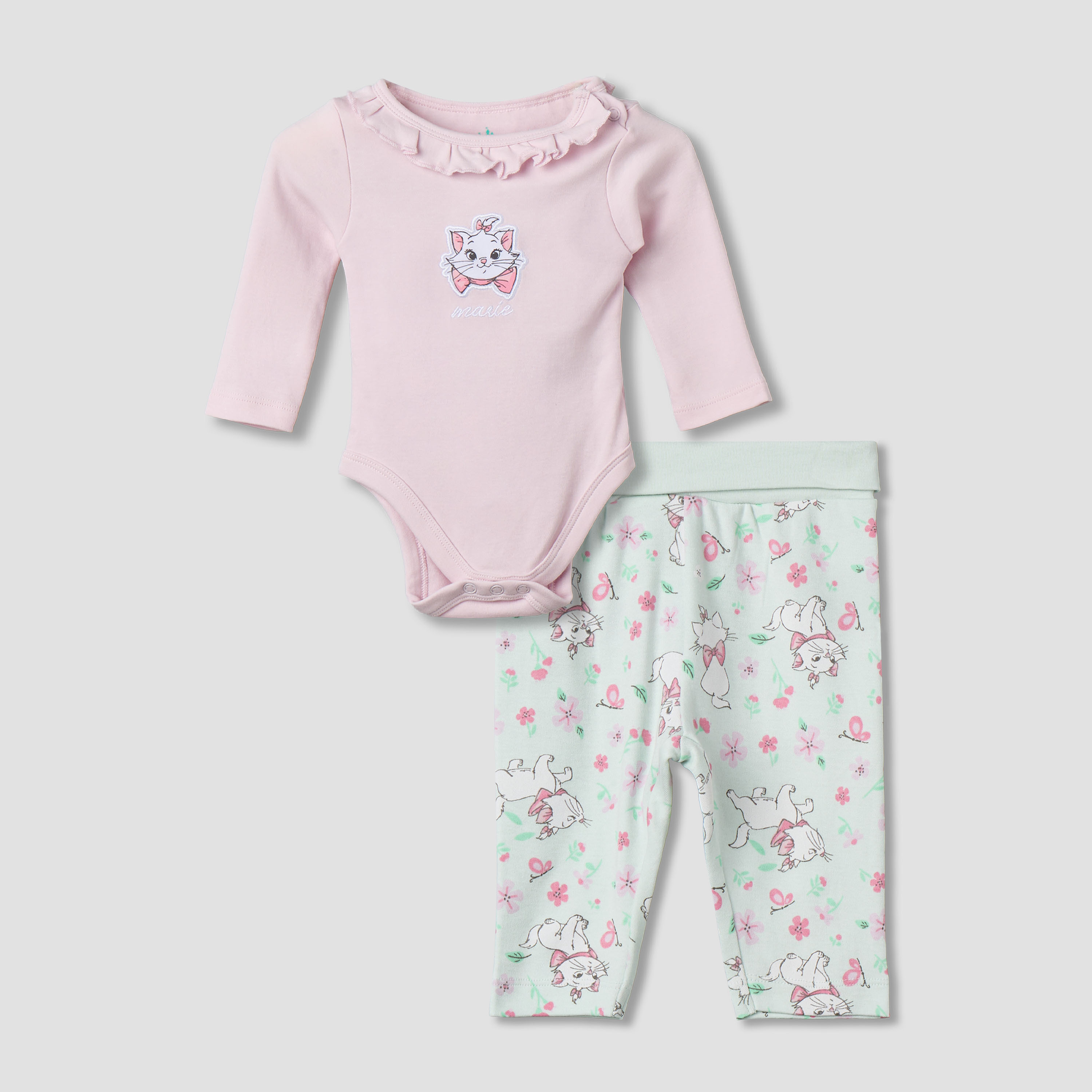 Disney Cotton Round Neck Long Sleeve Bodysuit with Leggings-baby-girls-clothing-bodysuits-image-2