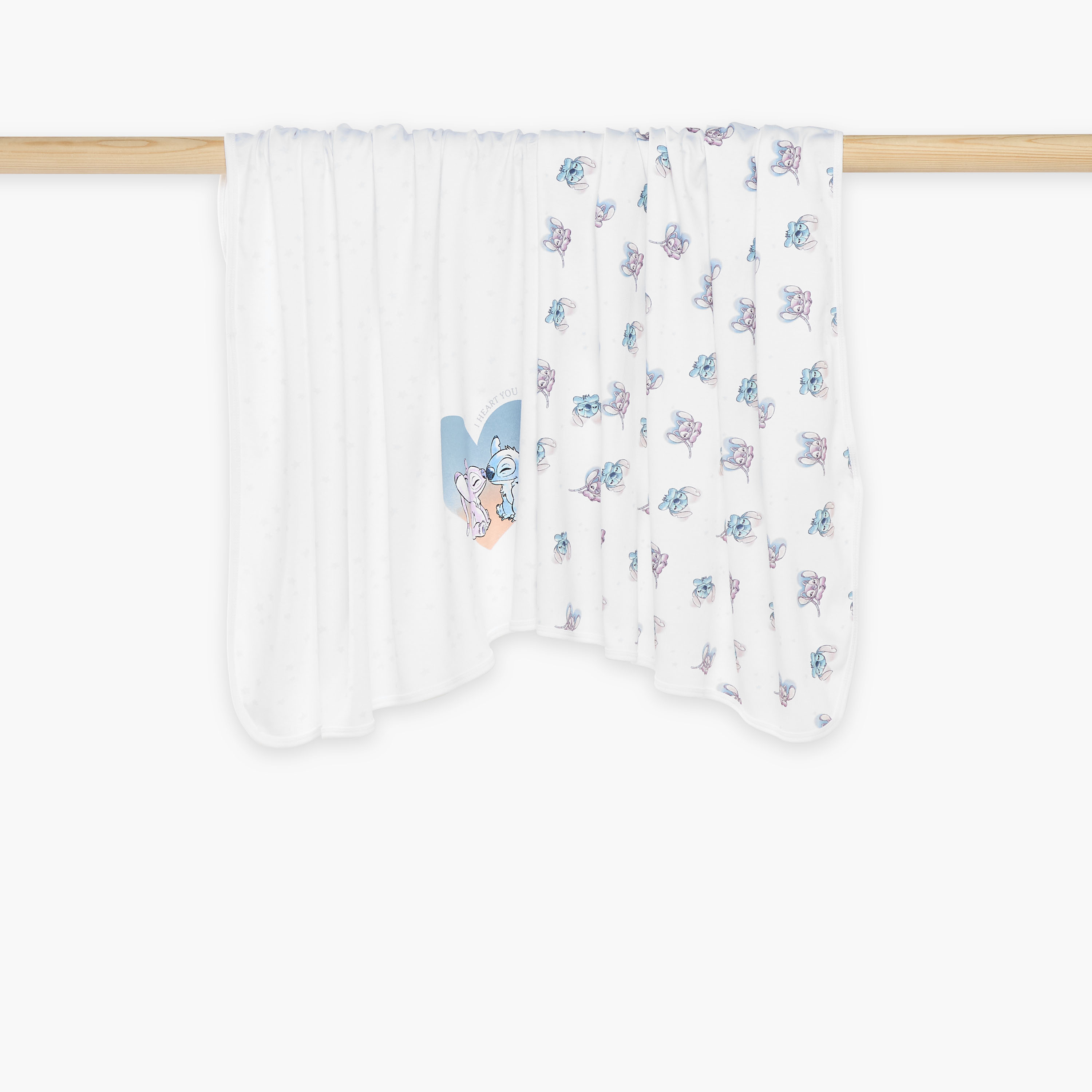 Disney 2-Piece Angel and Stitch Print Receiving Blanket Set - 60x60 cm-baby-nursery-blanketsandswaddles-receivingblankets-image-1