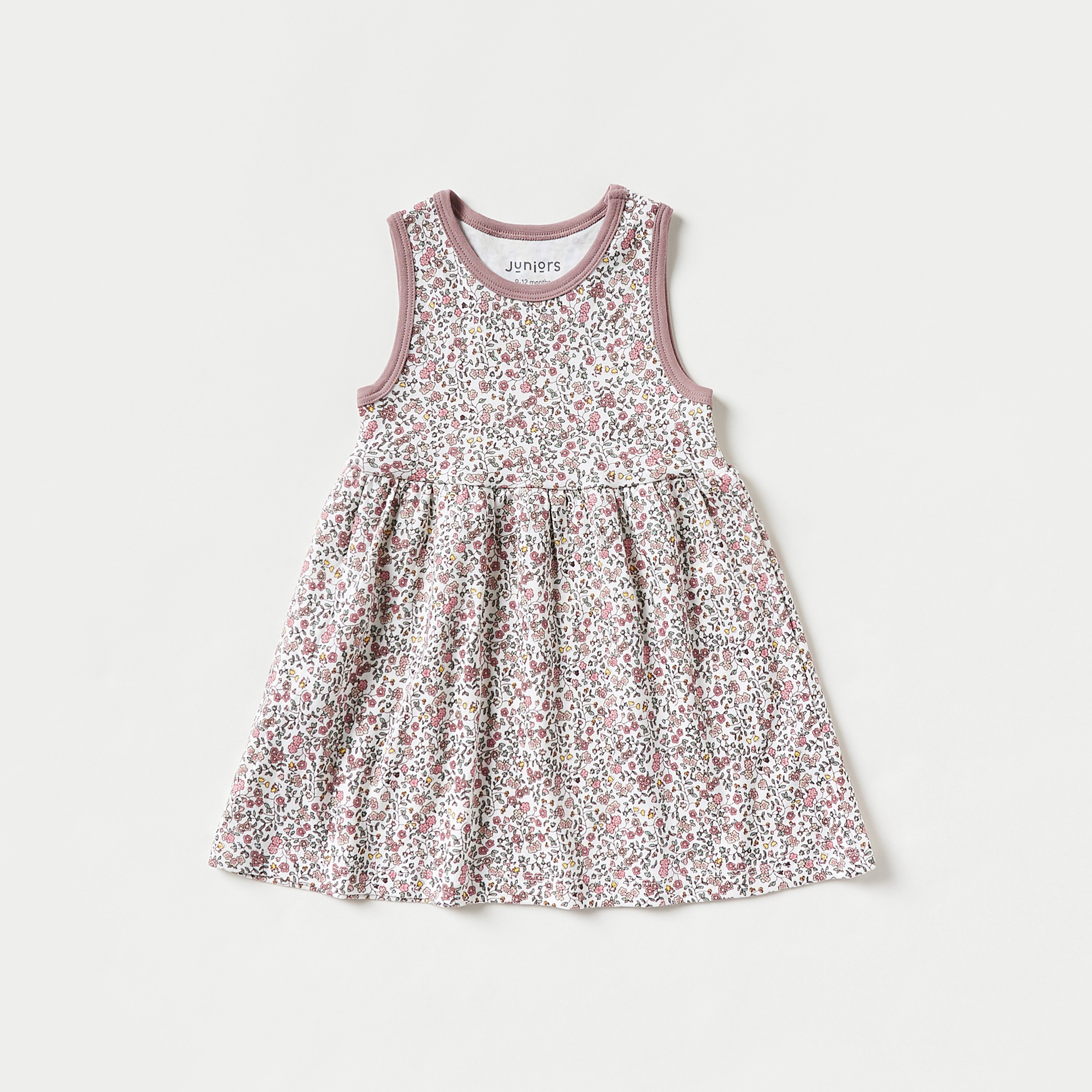 Juniors Printed Sleeveless Dress with Round Neck - Set of 2-baby-girls-clothing-setsandcoords-image-2