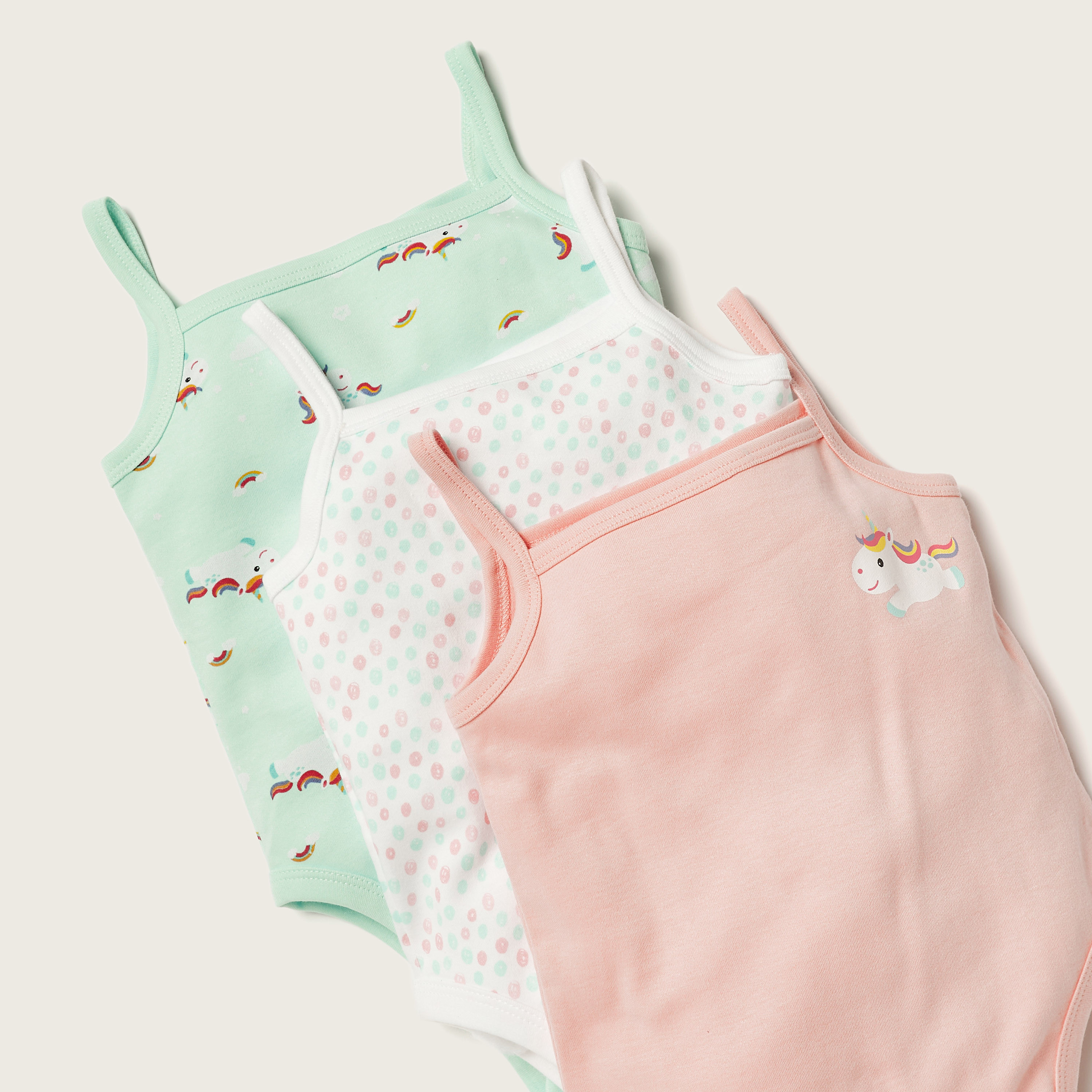 Juniors Printed Sleeveless Bodysuit - Set of 3-baby-girls-clothing-bodysuits-image-5