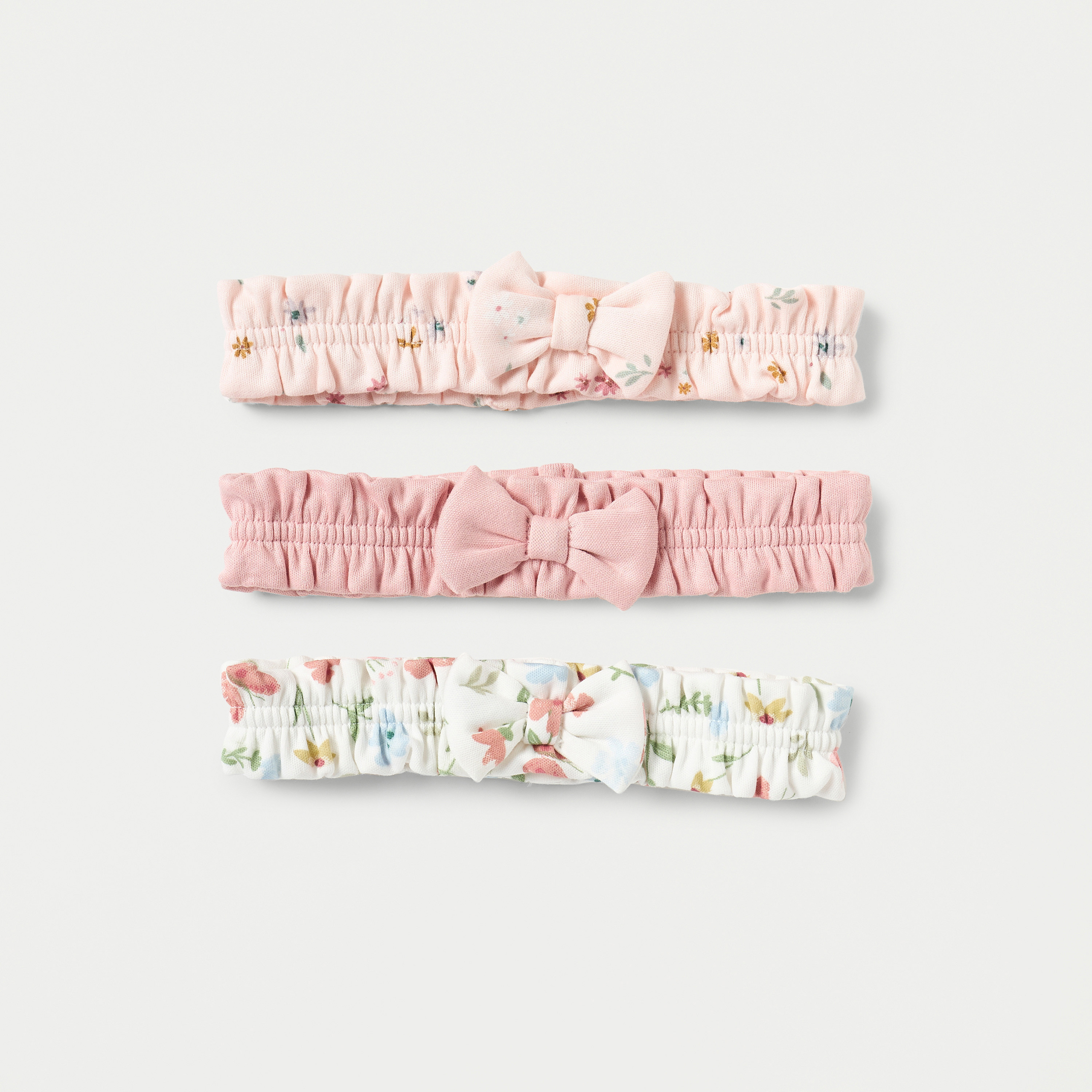 شريطة رأس مطاطية بطبعات زهور مع زينة فيونكة من جونيورز - طقم من 3 قطع-baby-girls-accessories-hairaccessories-image-1