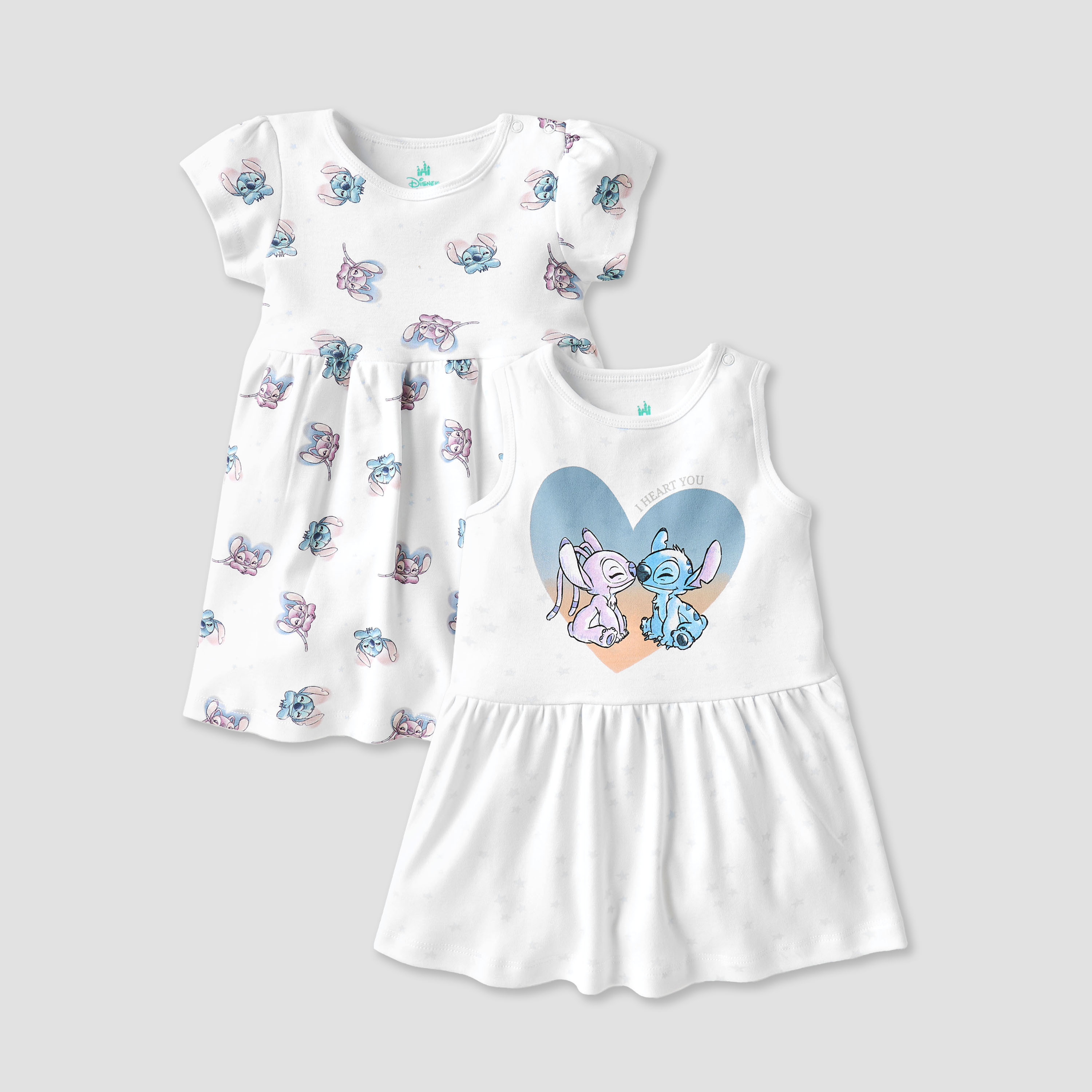 Disney Stitch and Angel Print Dress with Round Neck - Set of 2-baby-girls-clothing-dressesandjumpsuits-image-1