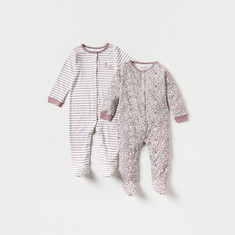 Juniors Printed Long Sleeves Sleepsuit with Button Closure - Set of 2