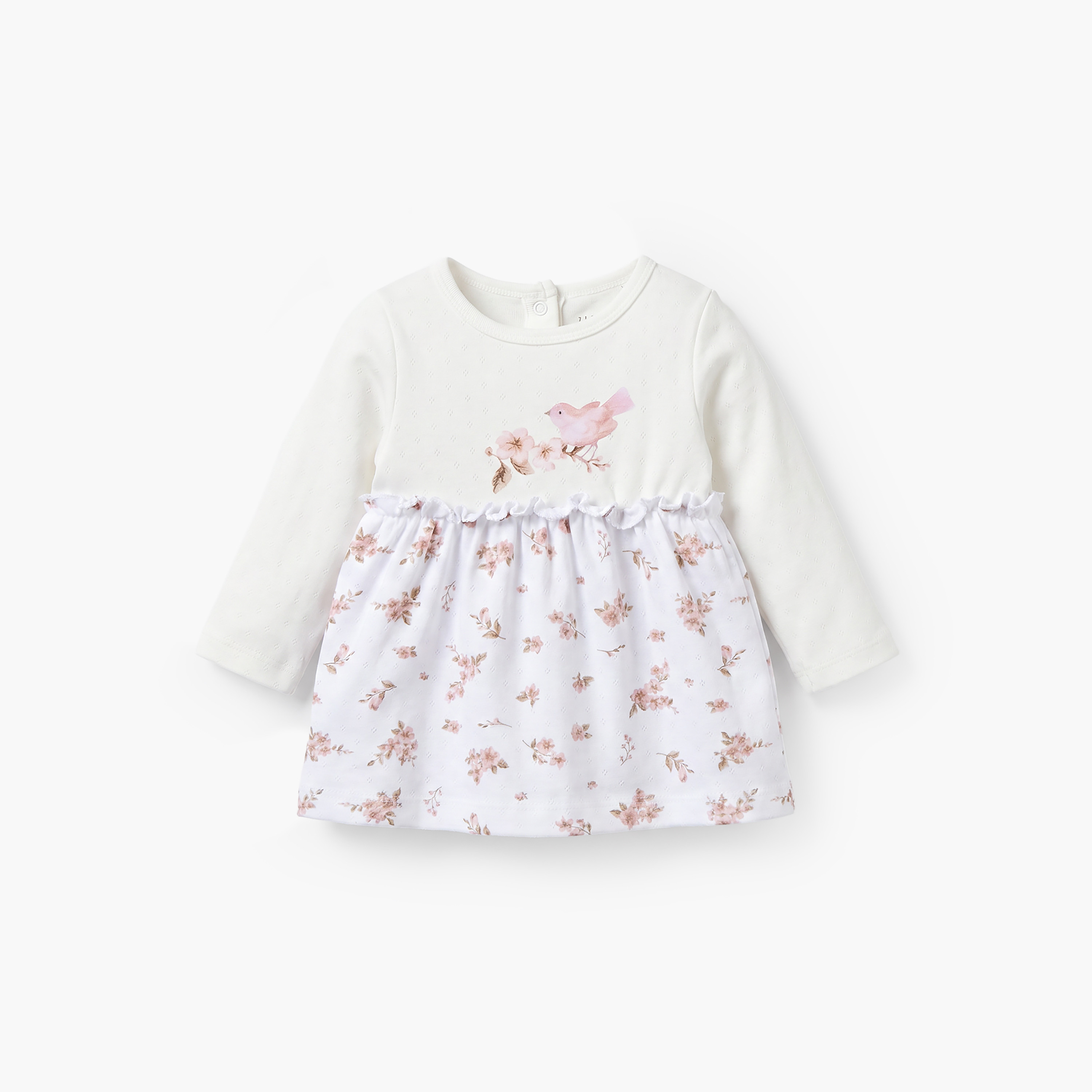 طقم بيجاما قطن بأكمام طويلة وطبعات أزهار وياقة ضيقة من جونيورز-baby-girls-clothing-nightwear-pyjamasets-image-2