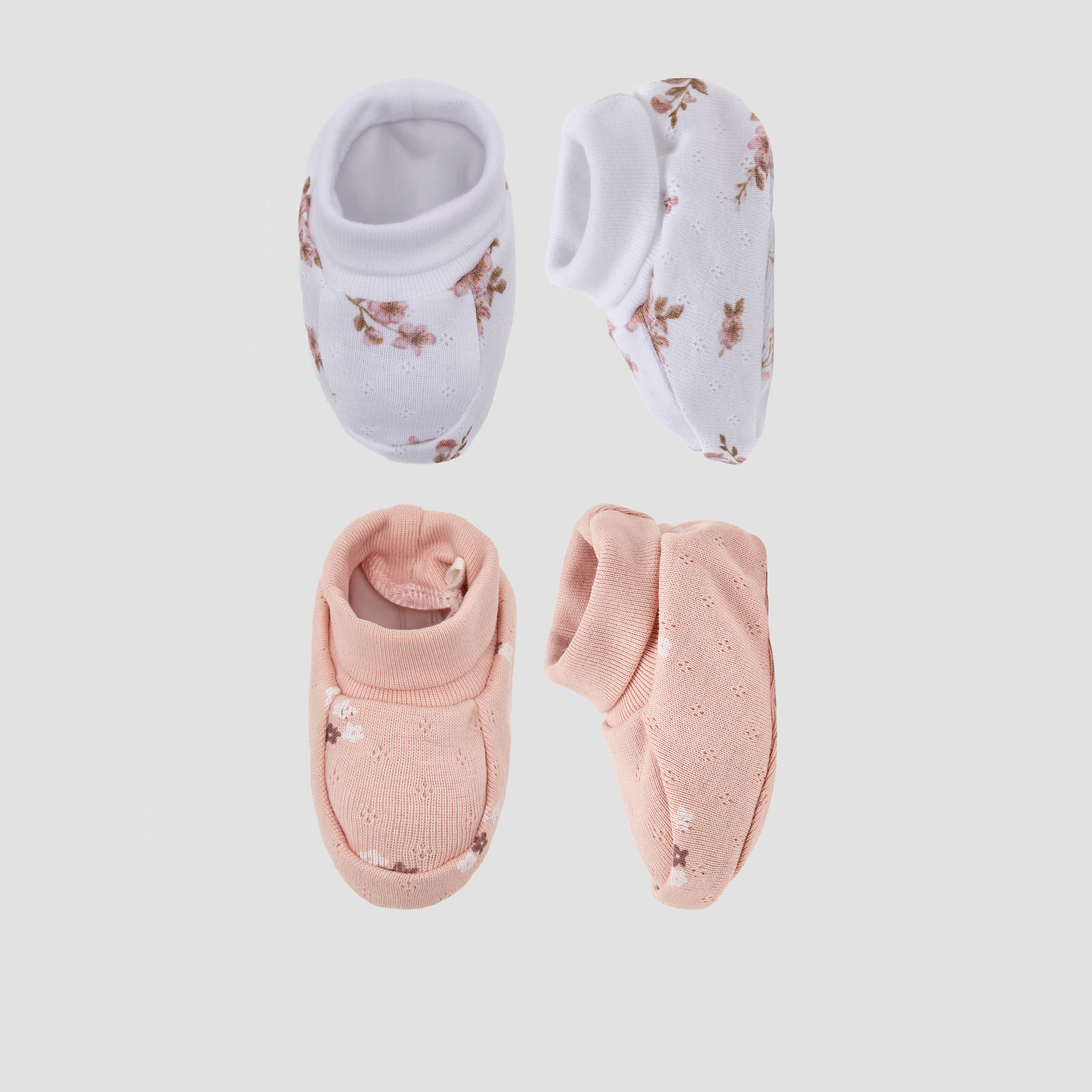 Pack of 2 Juniors Booties with Cuffed Hem, Floral Print-baby-girls-shoes-booties-image-1