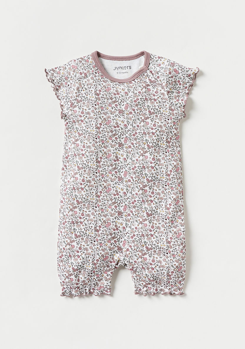 Juniors Floral Print Long Sleeves Sleepsuit and Romper Set-Sleepsuits-image-2