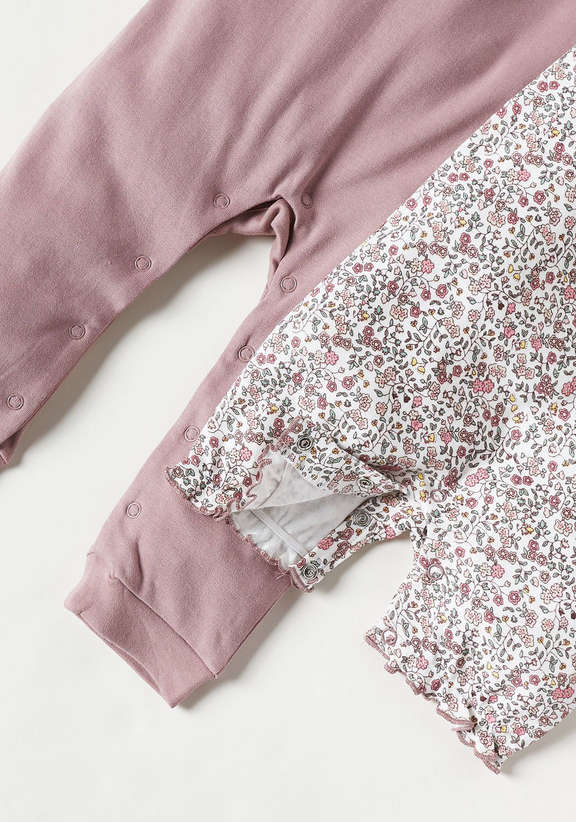 Juniors Floral Print Long Sleeves Sleepsuit and Romper Set-Sleepsuits-image-4