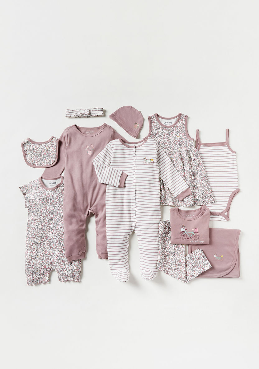 Juniors Floral Print Long Sleeves Sleepsuit and Romper Set-Sleepsuits-image-5