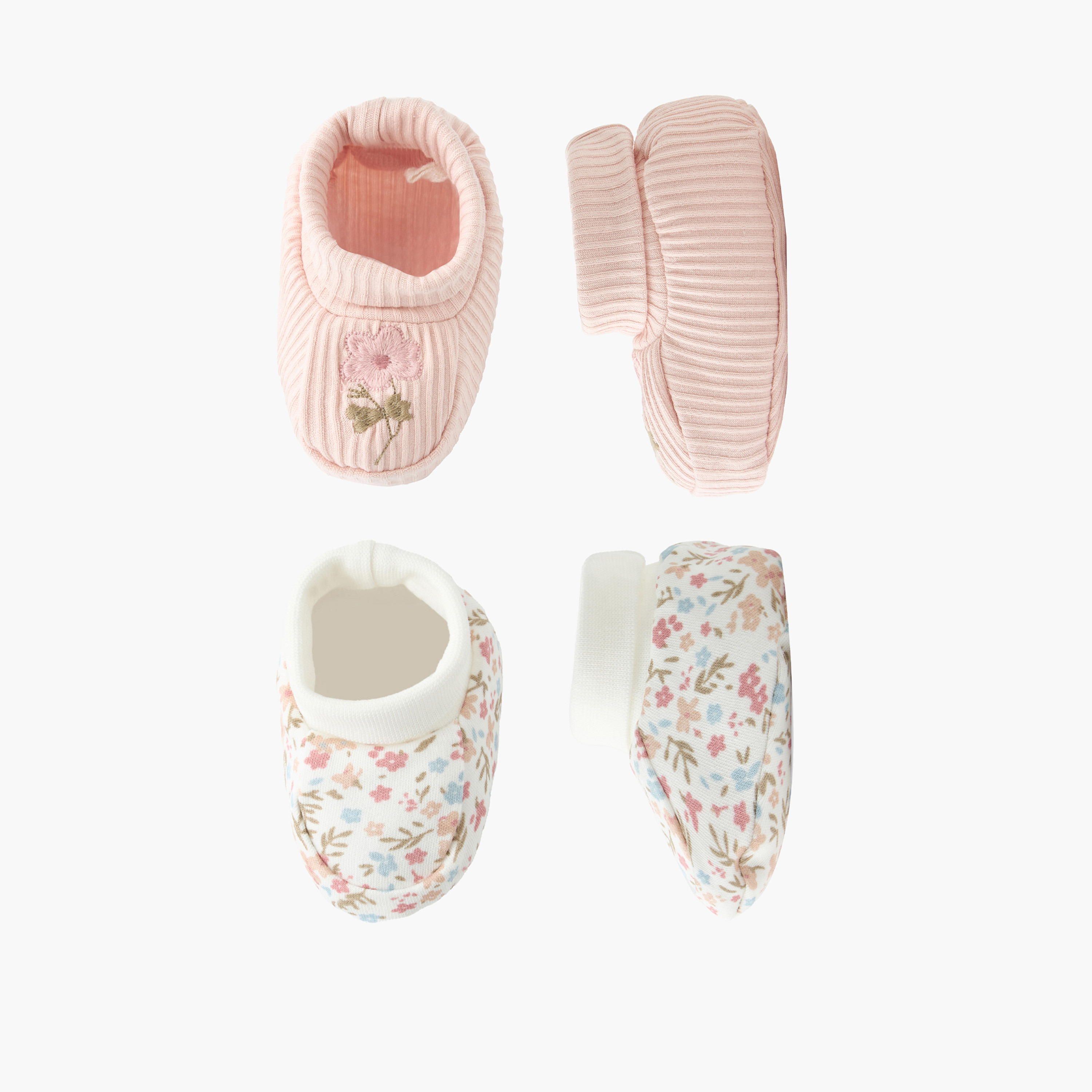 طقم من 2 - أبوات بتصميم زهور من جونيورز-baby-girls-shoes-booties-image-1